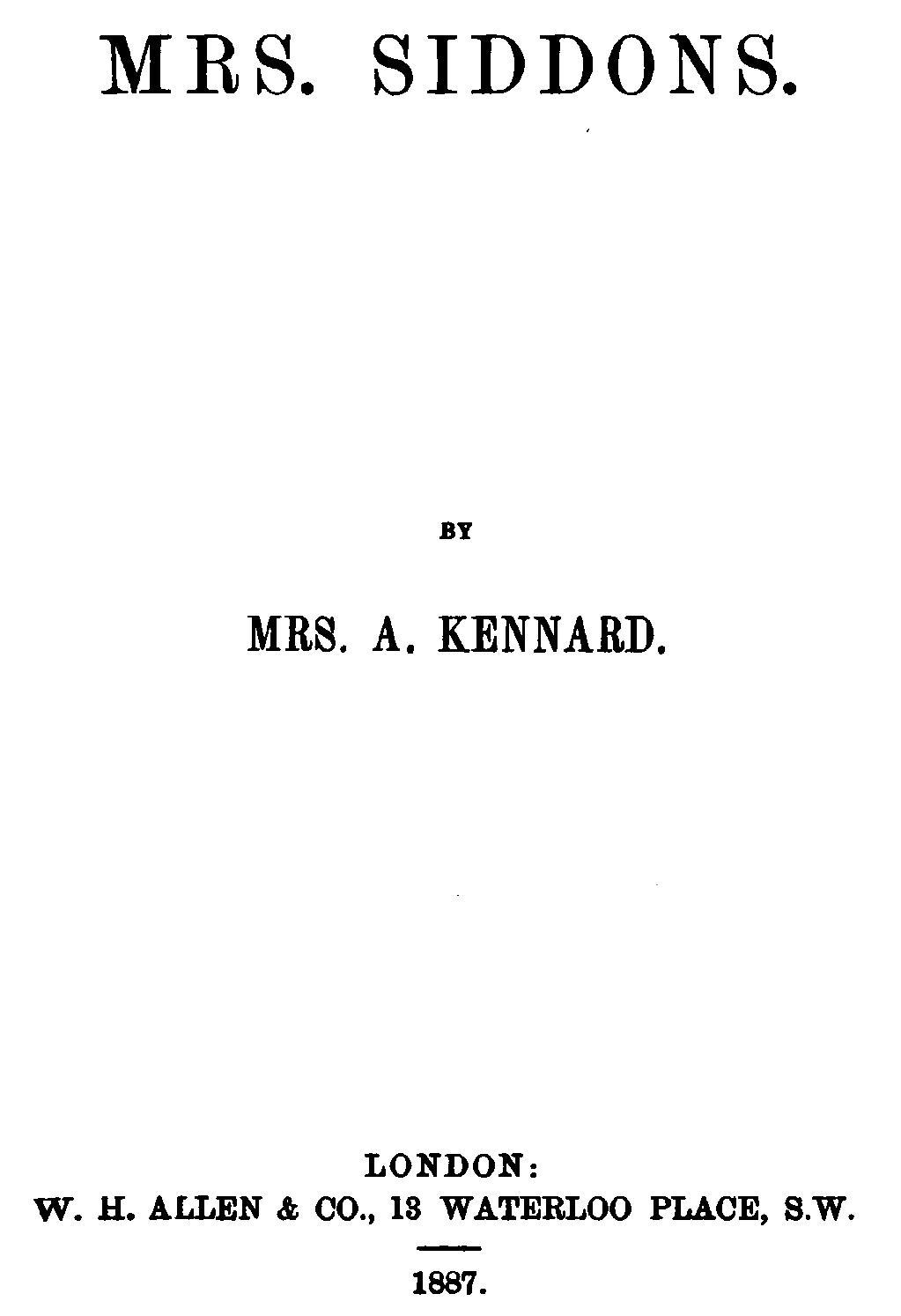 Mrs. Siddons cover