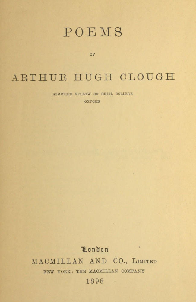 Poems of Arthur Hugh Clough cover