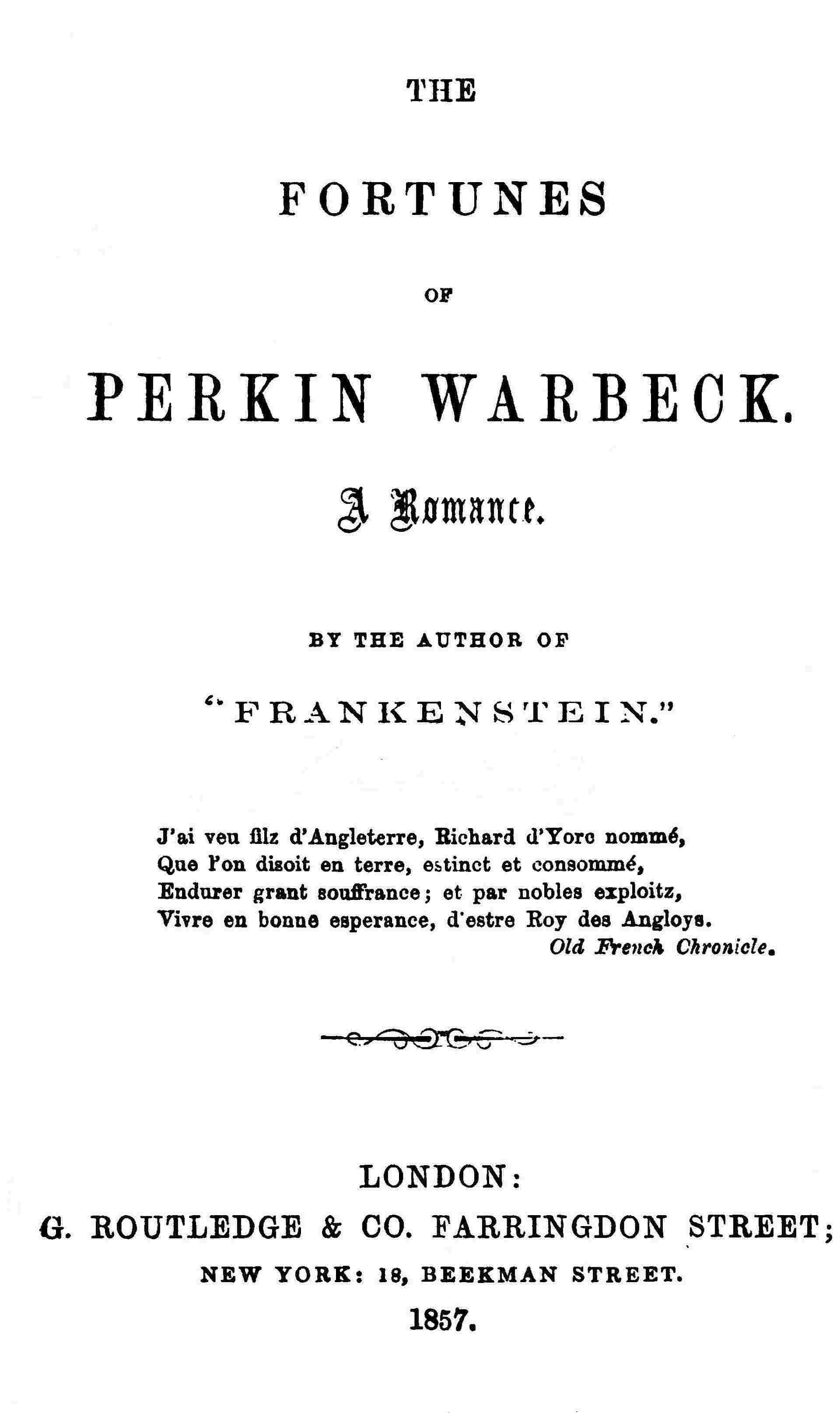 The Fortunes of Perkin Warbeck: a romance cover