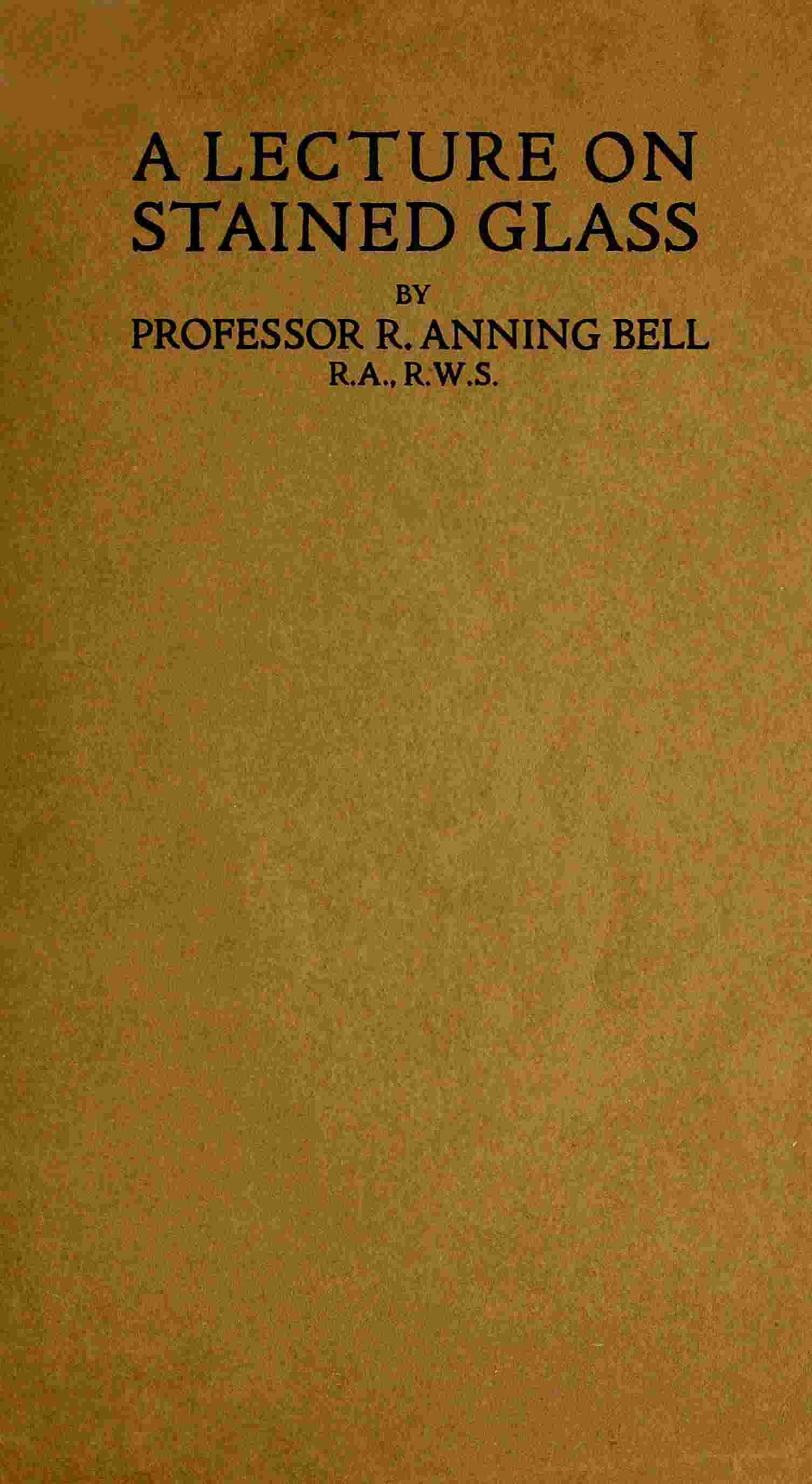 A Lecture on Stained Glass cover