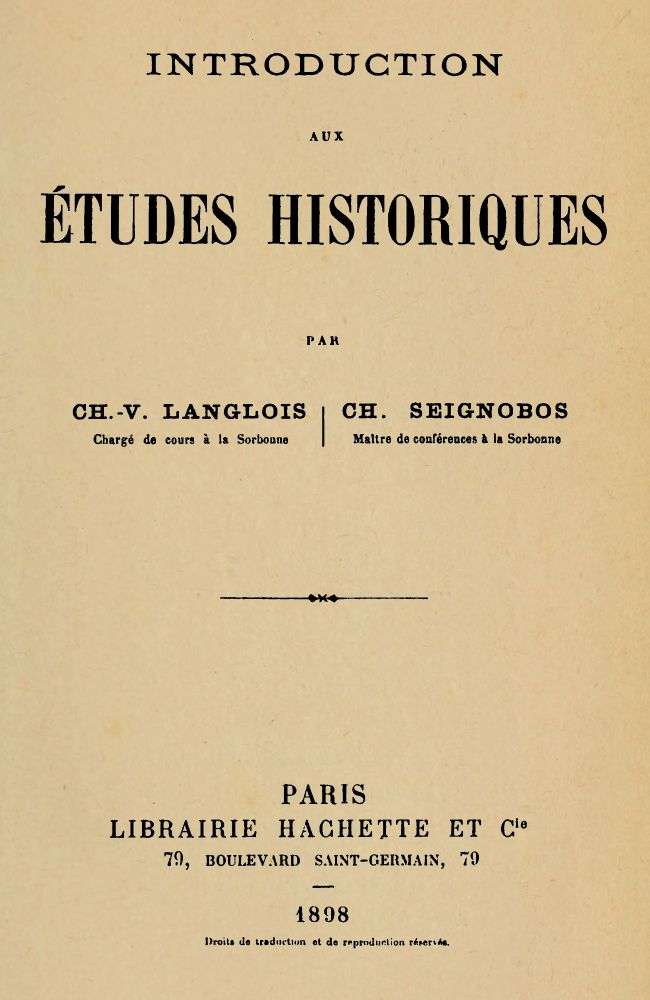 Introduction aux études historiques cover