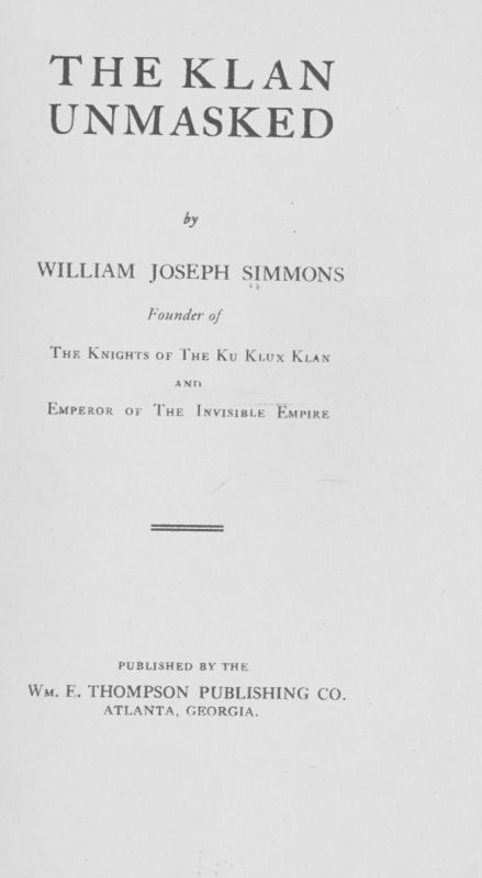 The Klan Unmasked cover