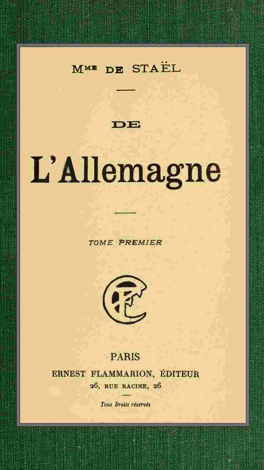 De l'Allemagne; t.1 cover