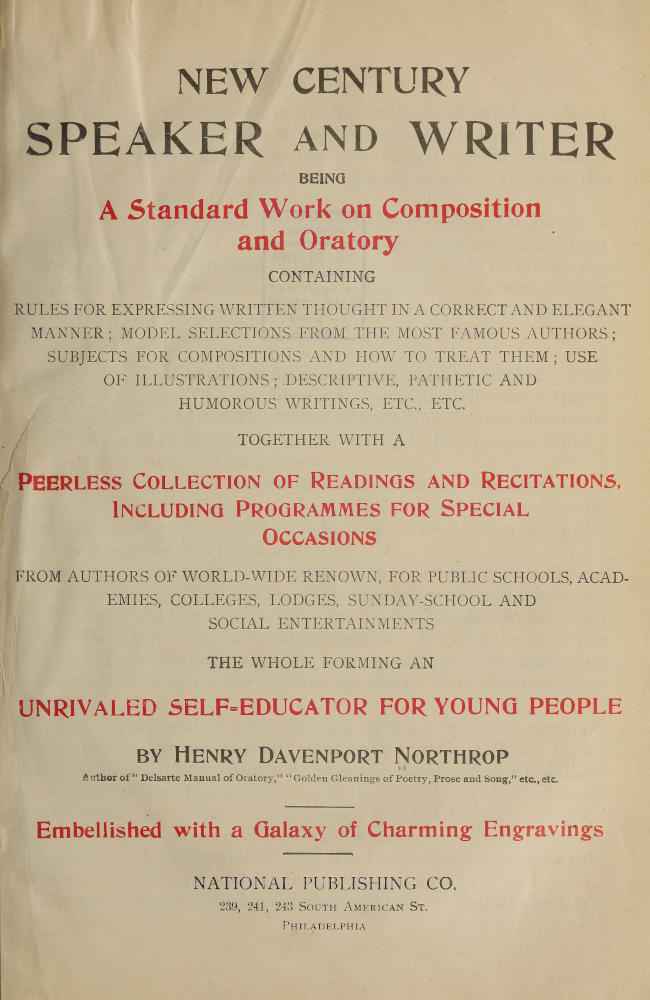 New Century Speaker and Writer: Being a Standard Work on Composition and Oratory cover