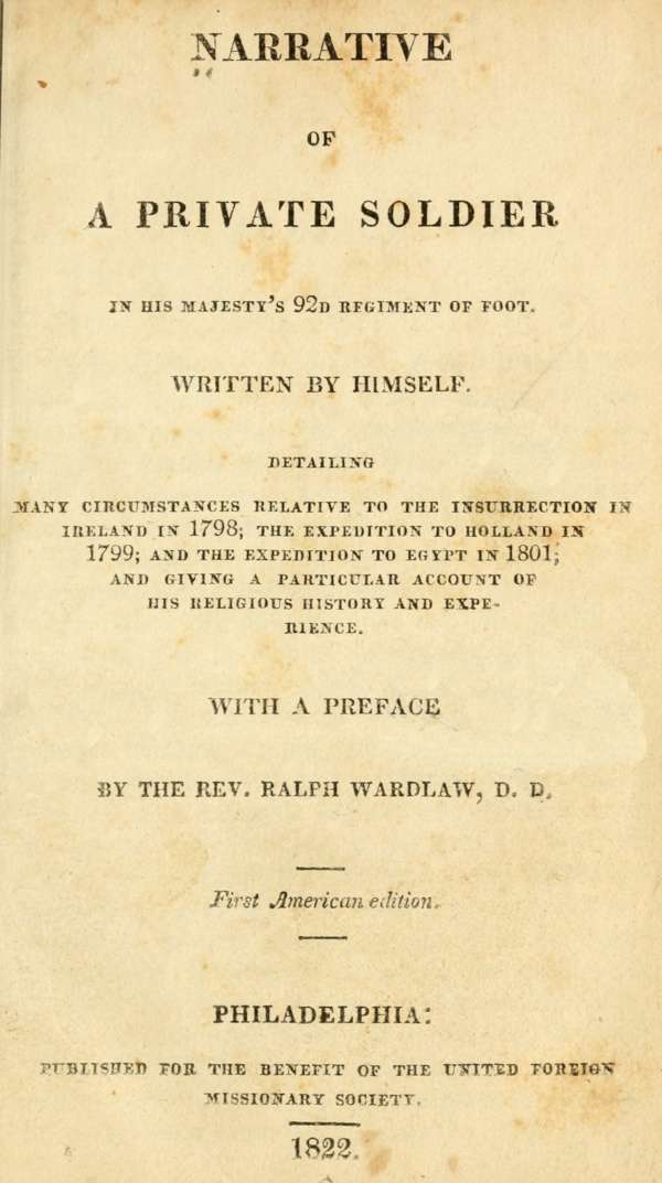 Narrative of a Private Soldier in His Majesty's 92d Regiment of Foot cover