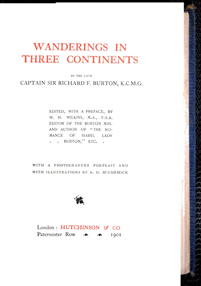 Wanderings in Three Continents cover