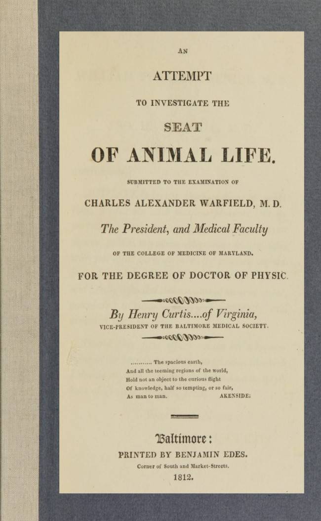 An Attempt to Investigate the Seat of Animal Life cover