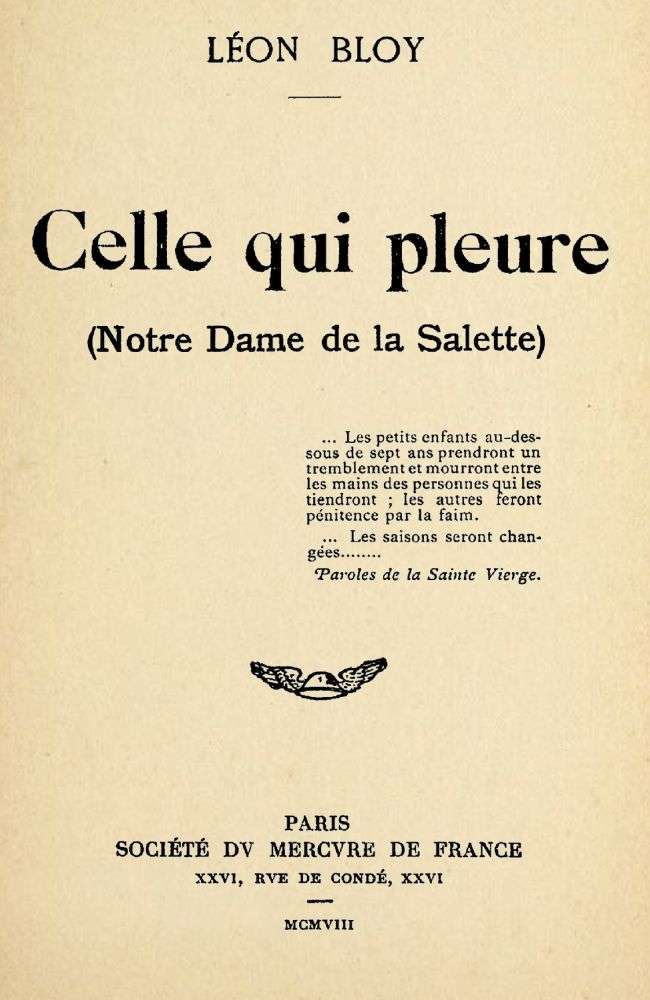 Celle qui pleure (Notre Dame de la Salette) cover