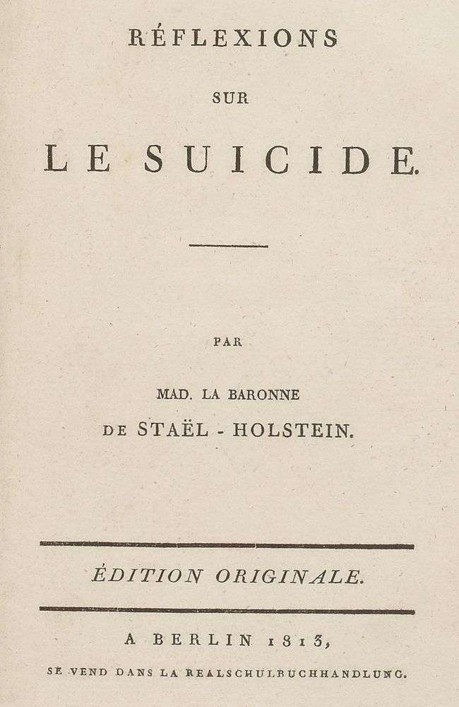 Réflexions sur le suicide cover