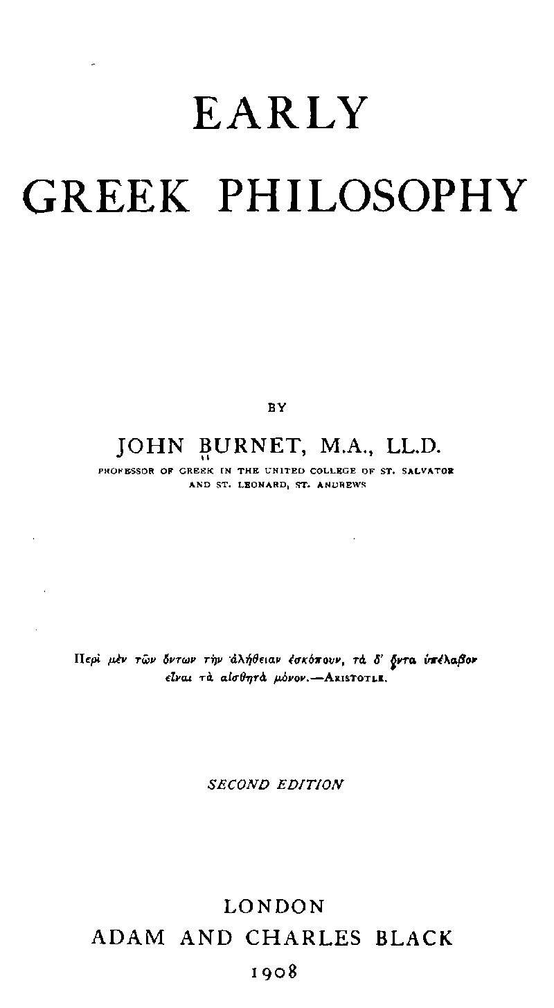 Early Greek philosophy cover