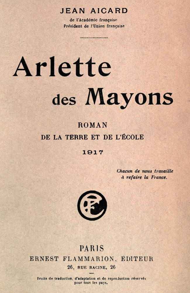 Arlette des Mayons: Roman de la terre et de l'école cover