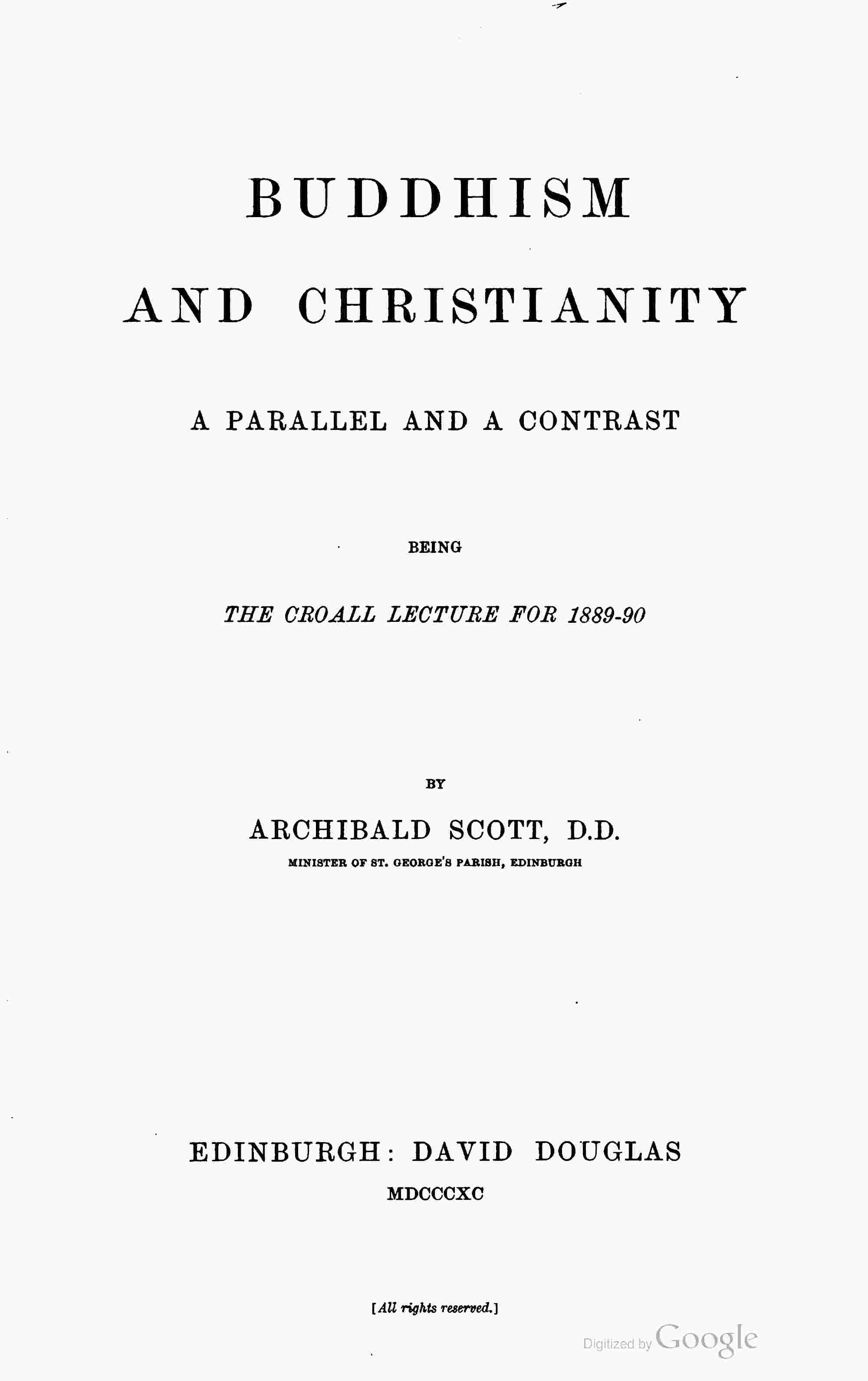 Buddhism and Christianity: A Parallel and a Contrast cover
