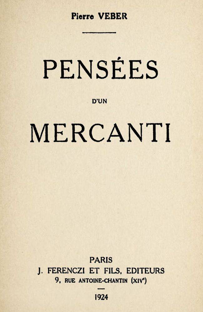 Pensées d'un mercanti cover
