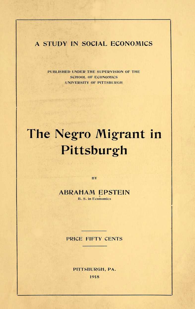The Negro Migrant in Pittsburgh cover