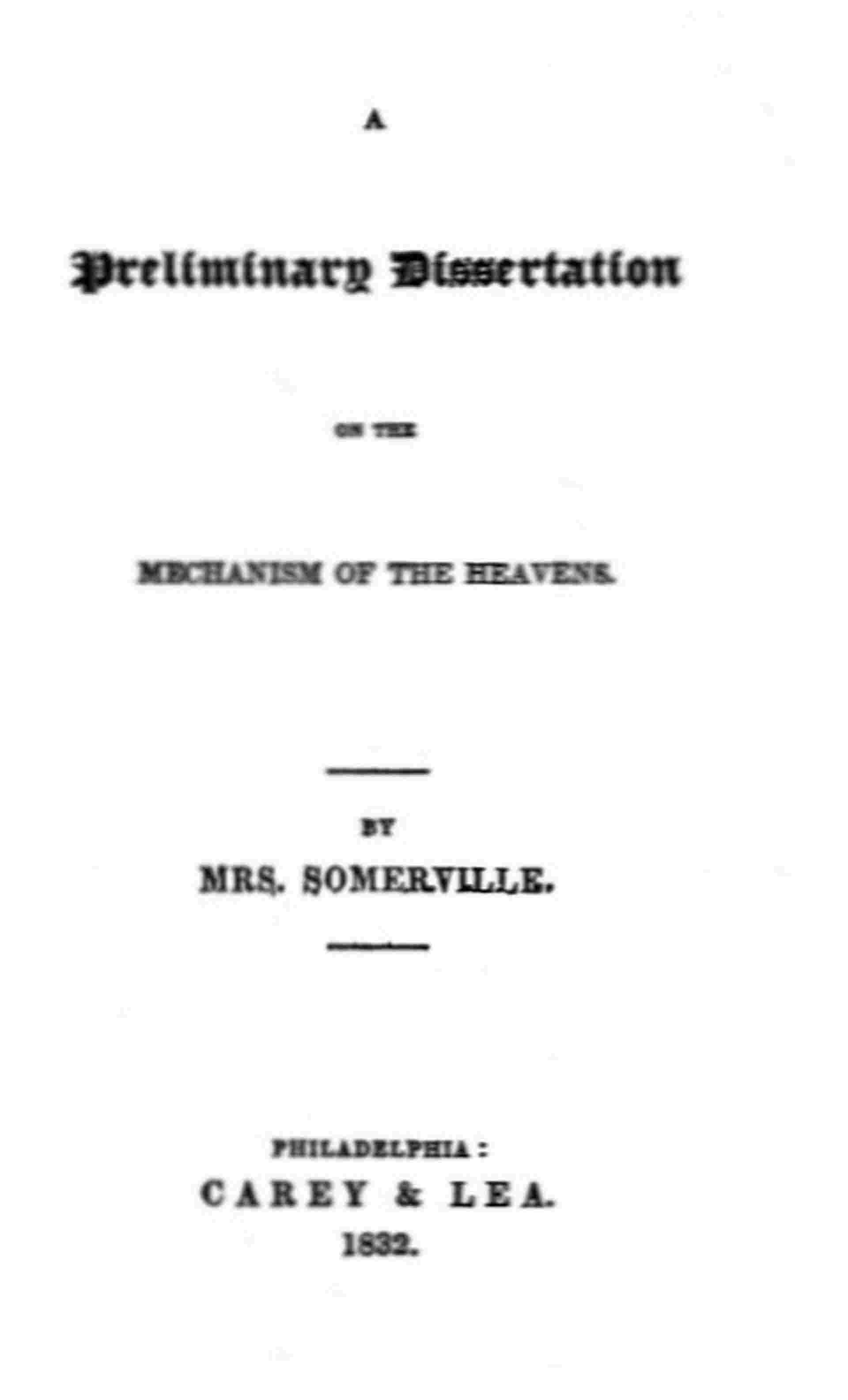 A Preliminary Dissertation on the Mechanisms of the Heavens cover