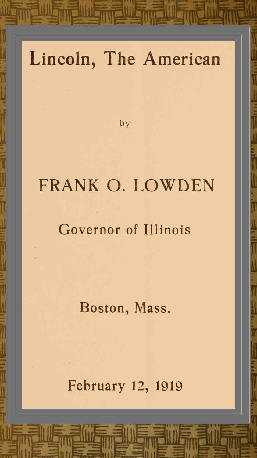 Lincoln, the American cover