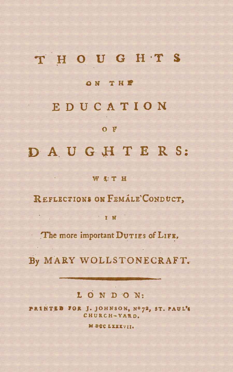 Thoughts on the Education of Daughters / With Reflections on Female Conduct, in the More Important Duties of Life cover