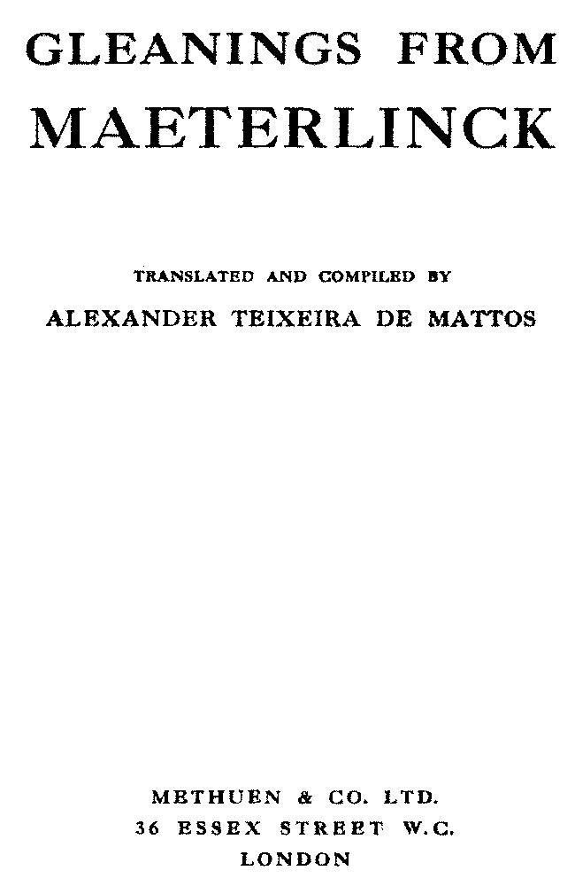 Gleanings from Maeterlinck cover