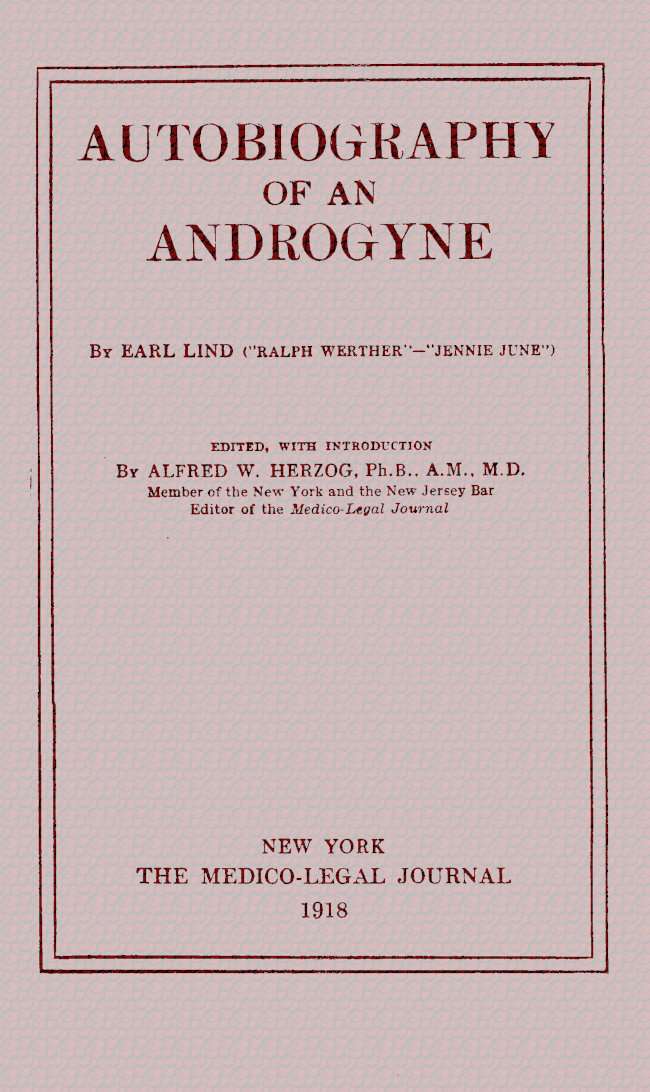 Autobiography of an Androgyne cover