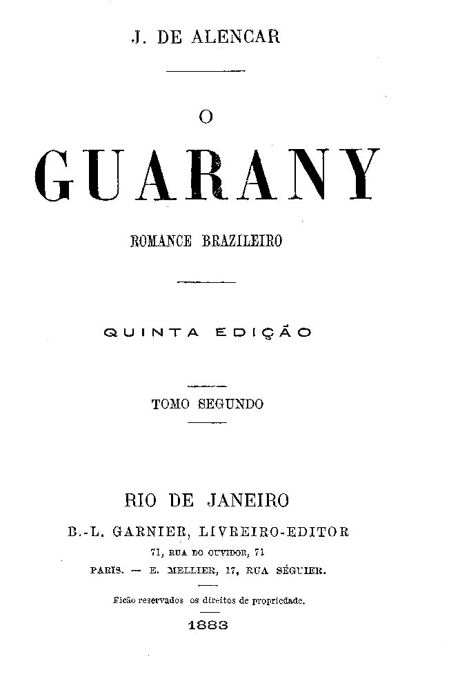 O Guarany: romance brazileiro, Vol. 2 (of 2) cover