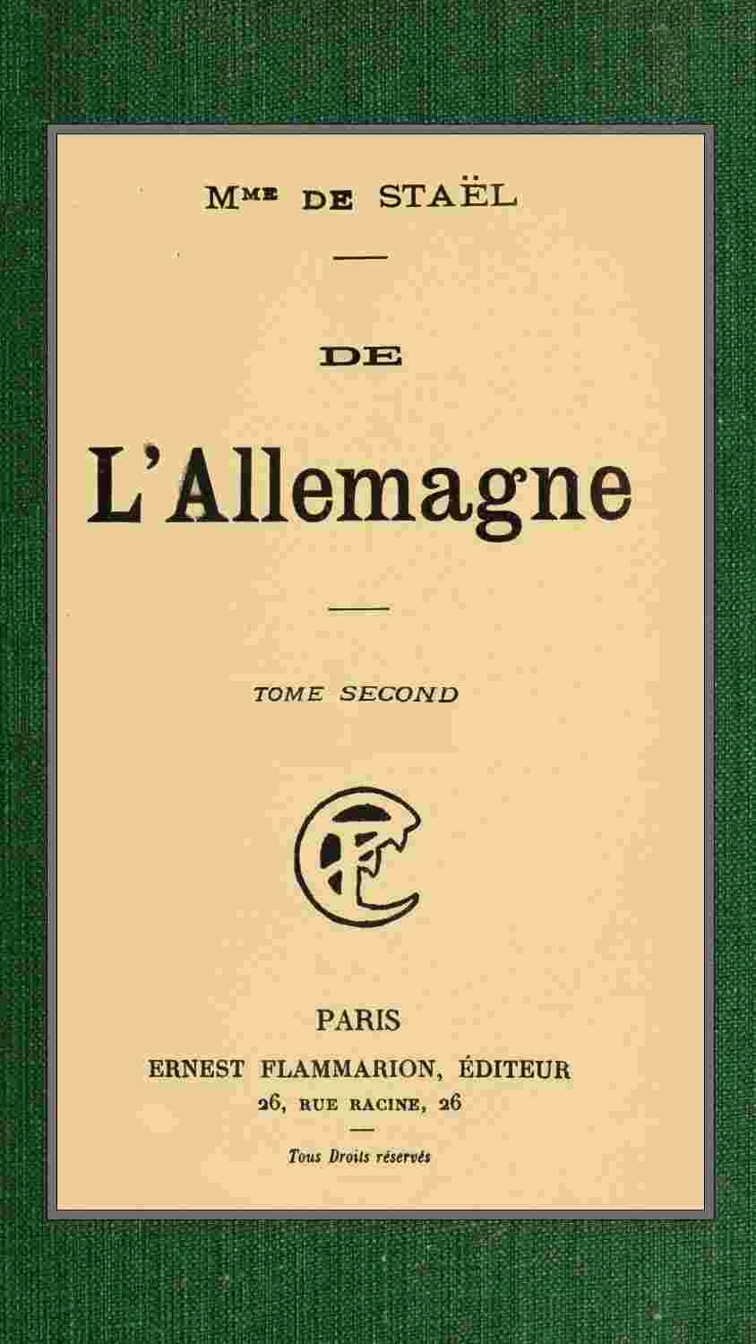 De l'Allemagne; t. 2 cover