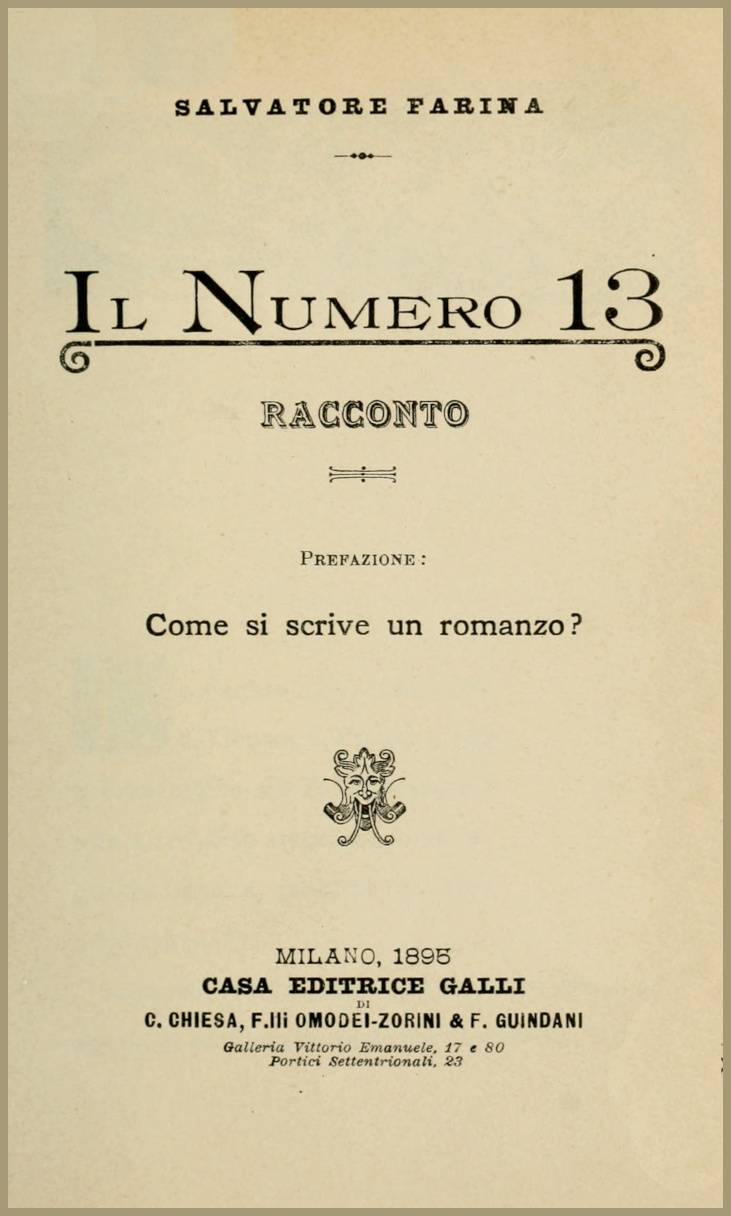 Il Numero 13: Racconto / Prefazione: Come si scrive un romanzo? cover