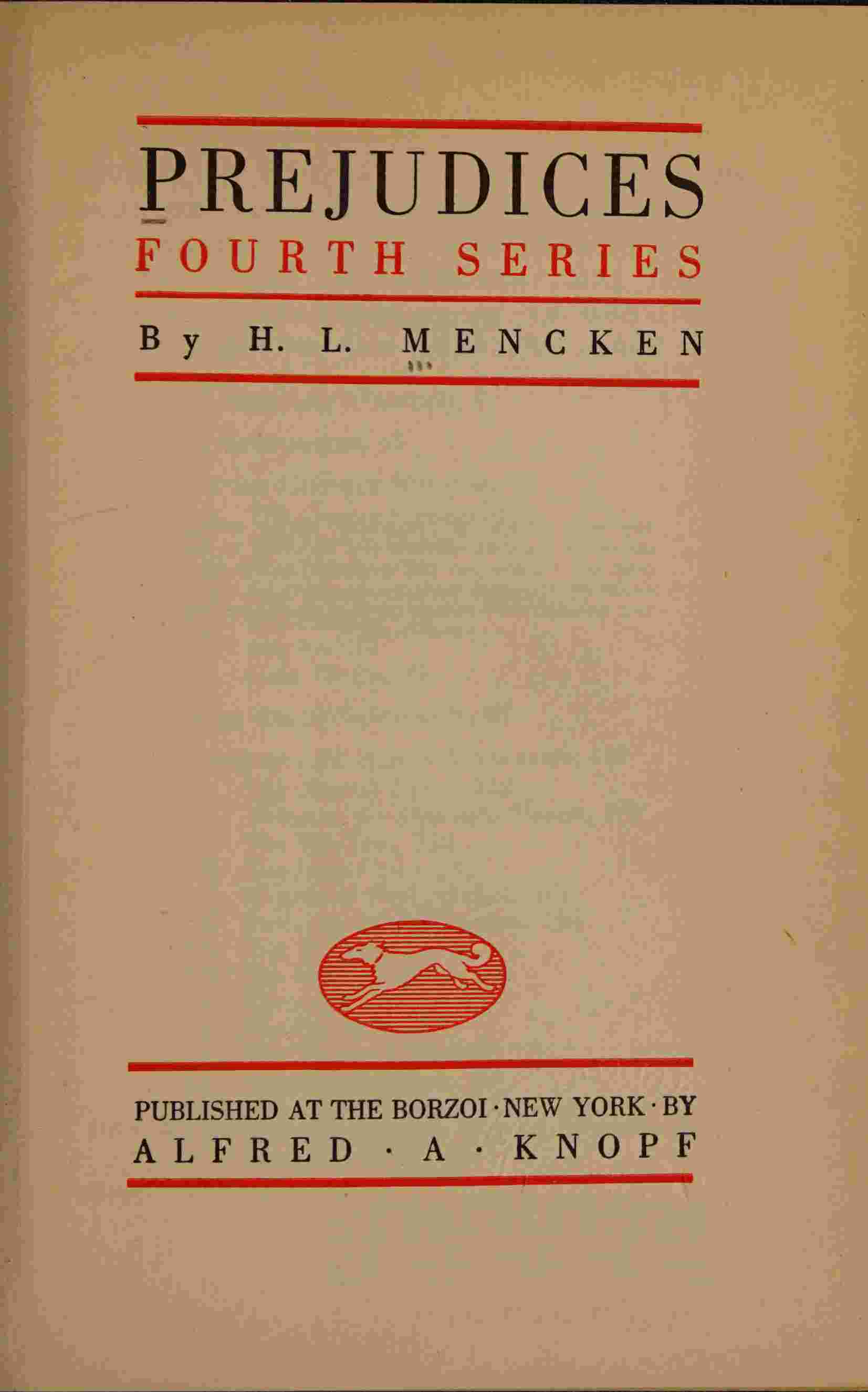 Prejudices, fourth series cover