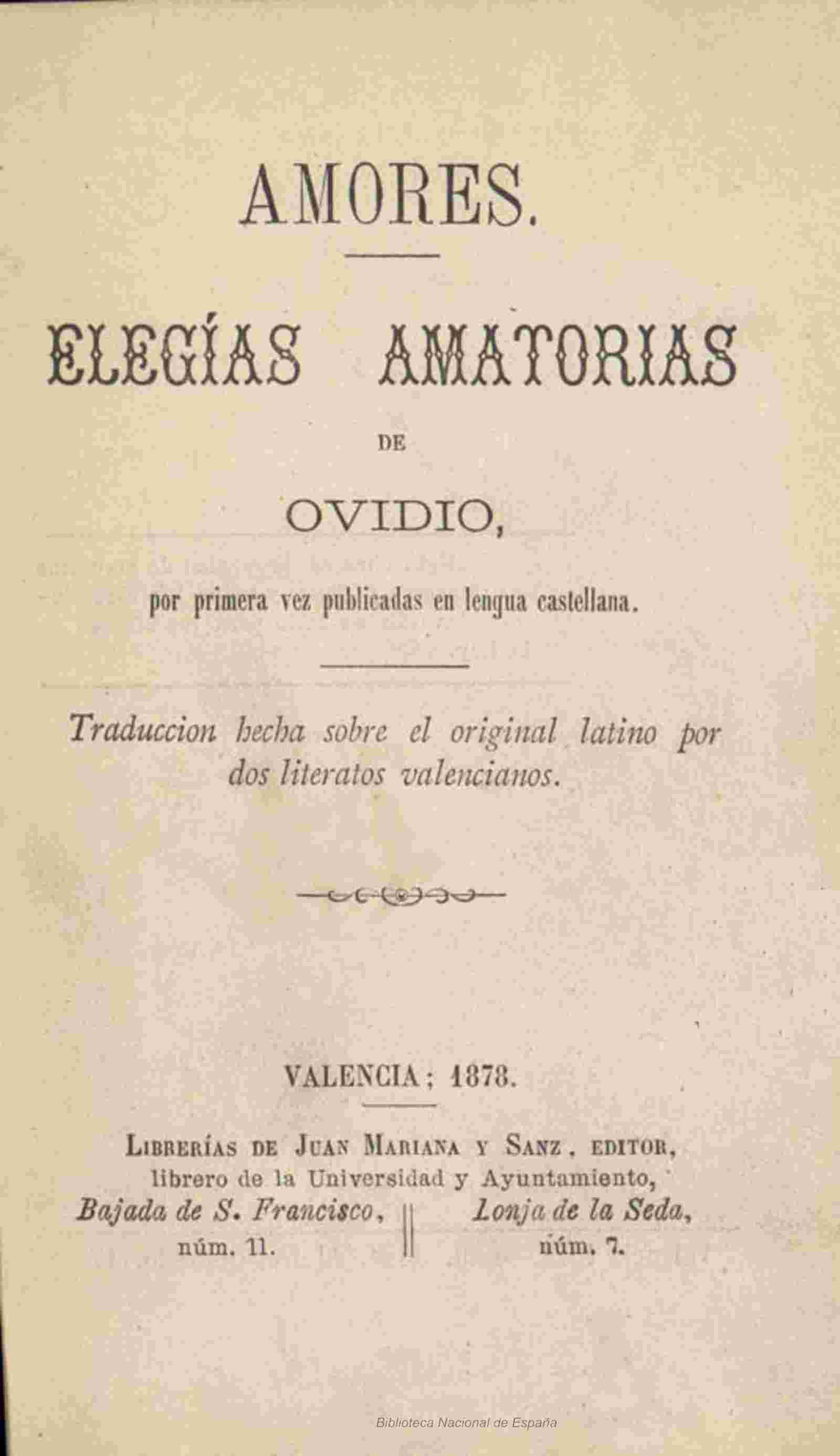 Amores: elegías amatorias cover