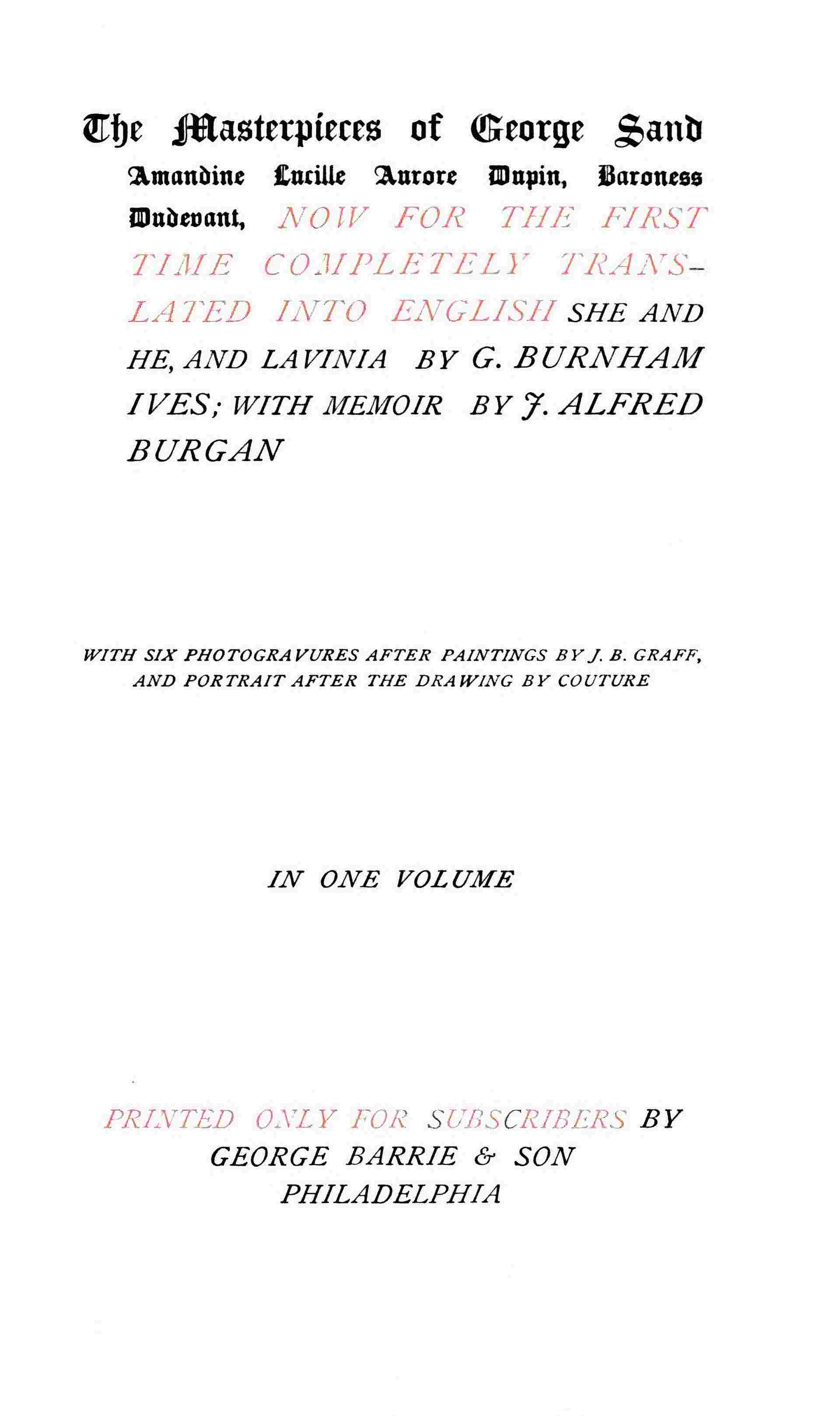 She and he; Lavinia; Memoir cover