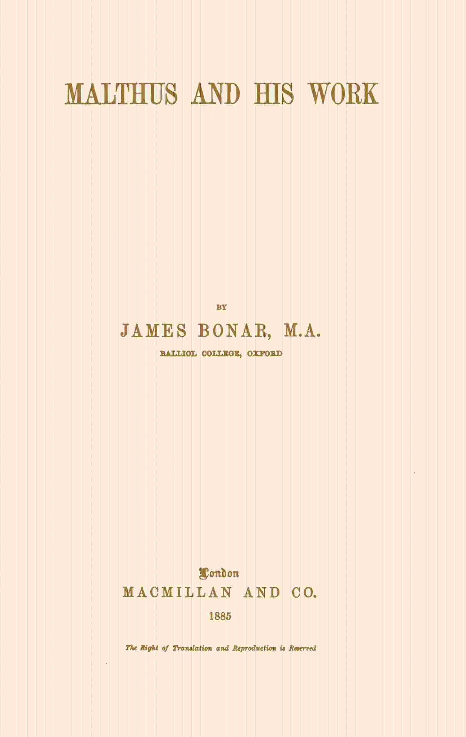 Malthus and his work cover