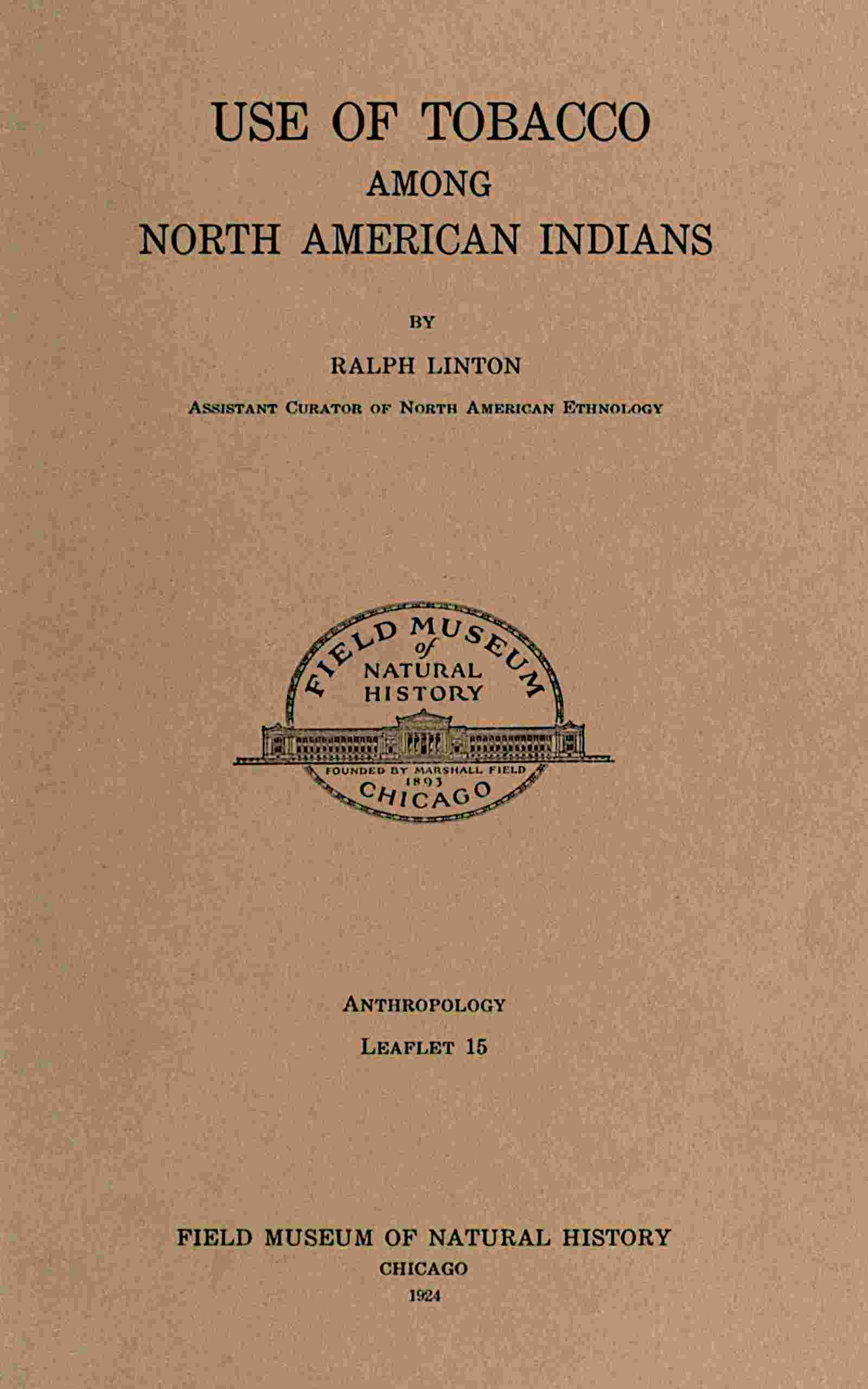 Use of tobacco among North American Indians cover