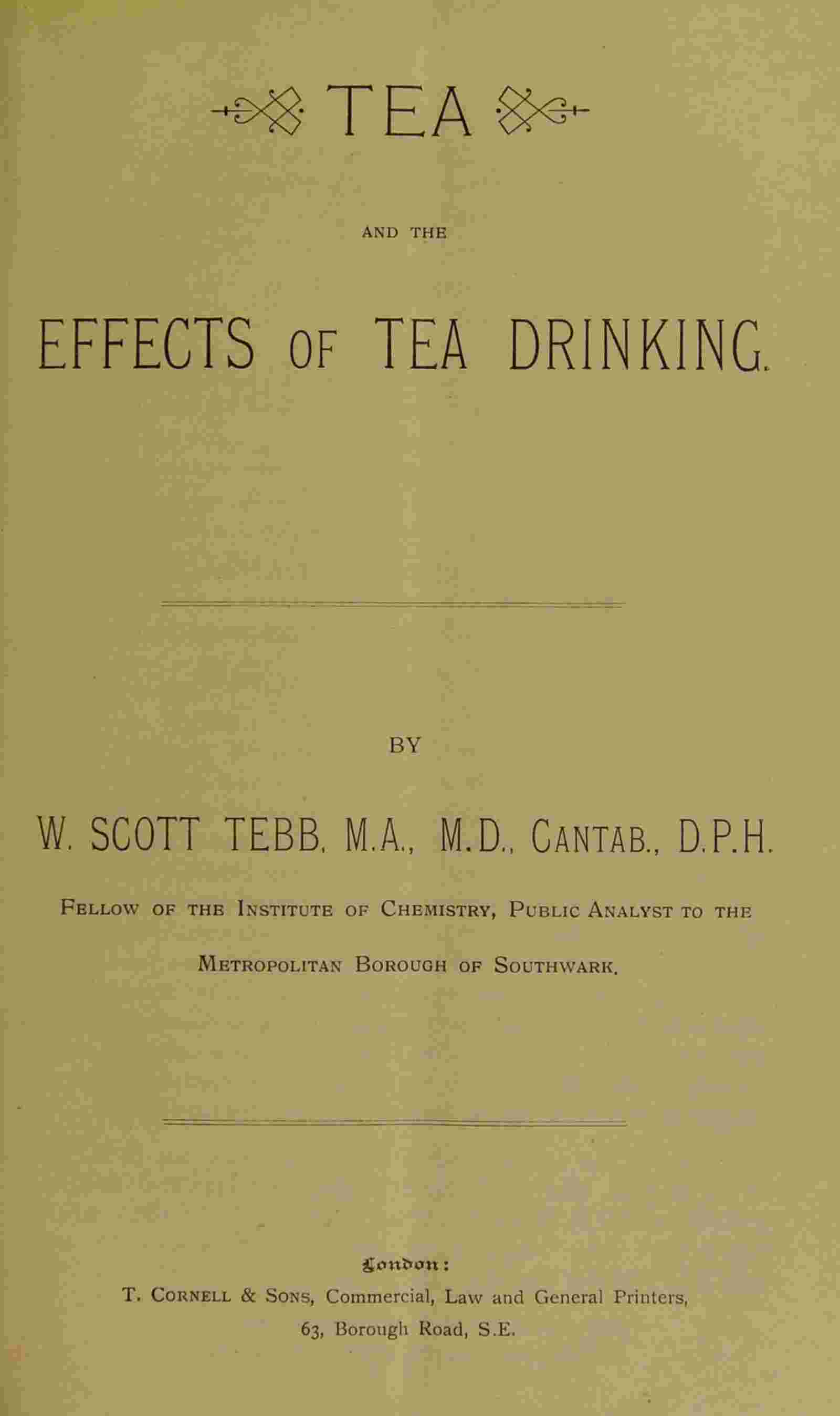 Tea and the effects of tea drinking cover