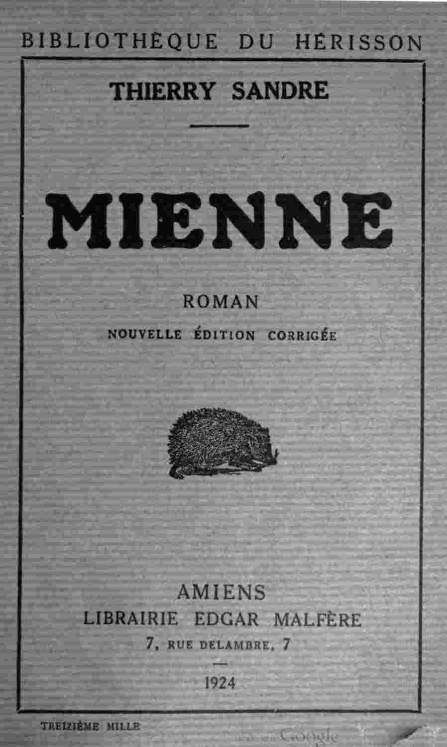 Mienne: roman cover