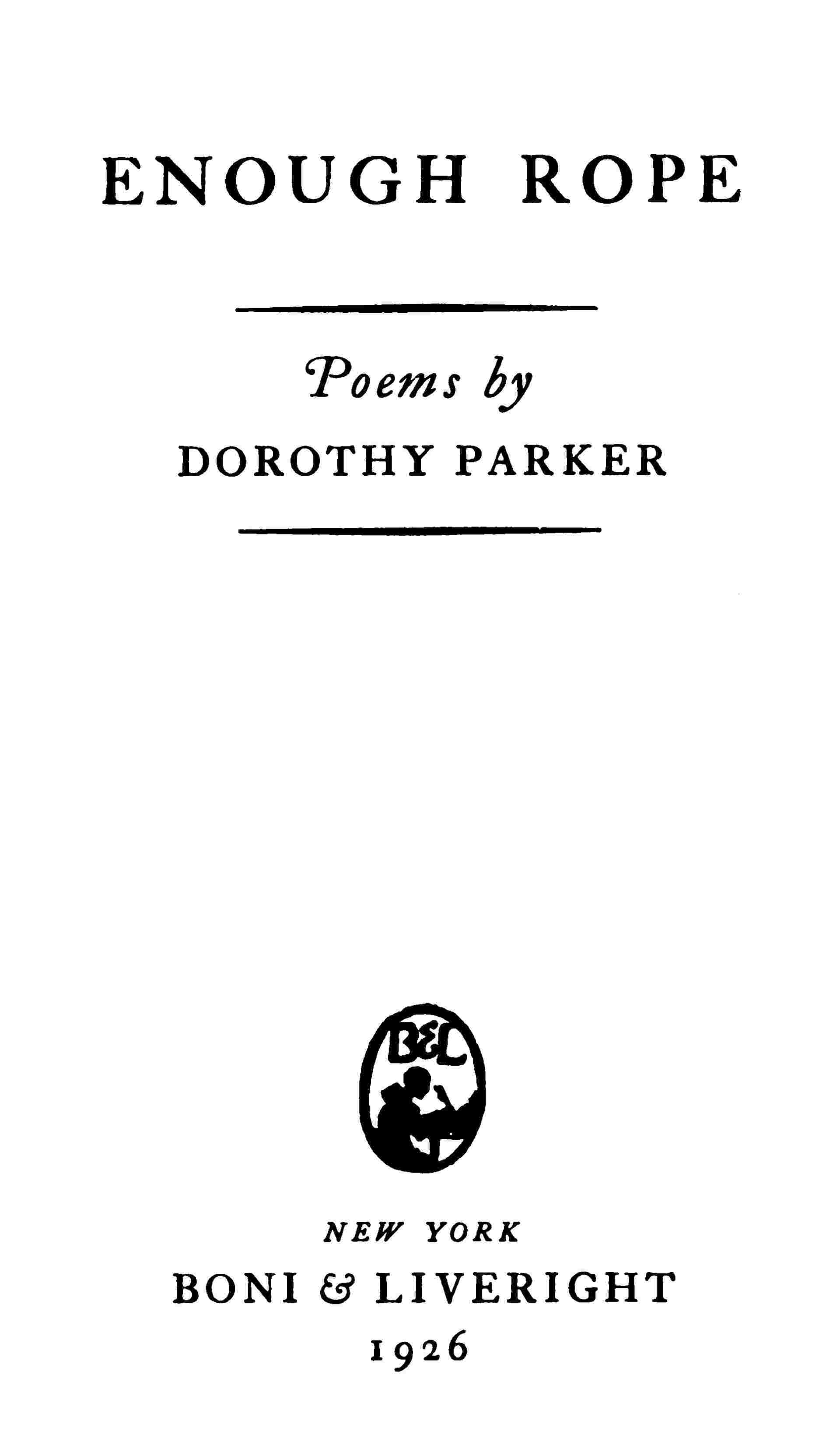 Enough rope: poems cover