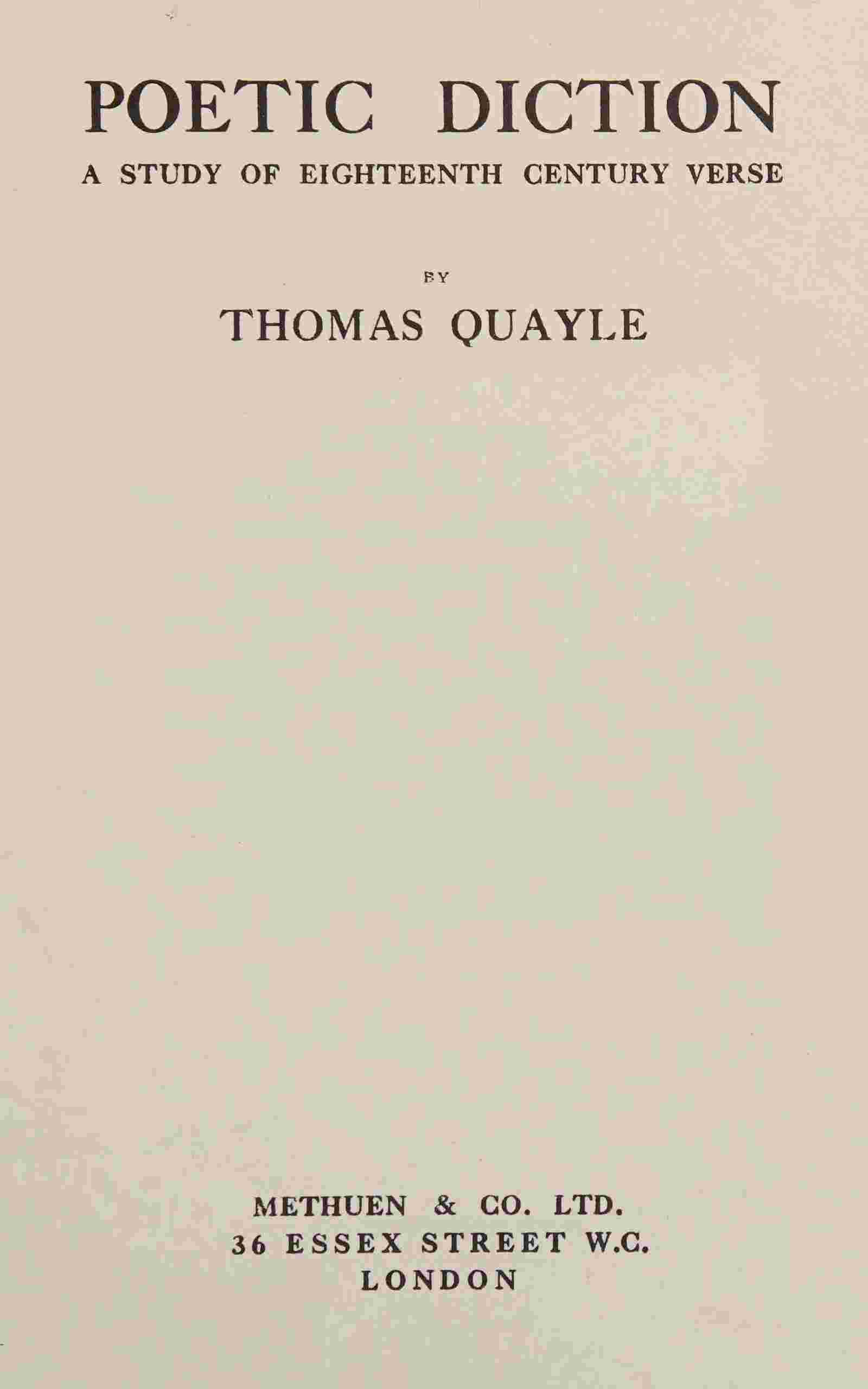 Poetic diction: A study of eighteenth century verse cover