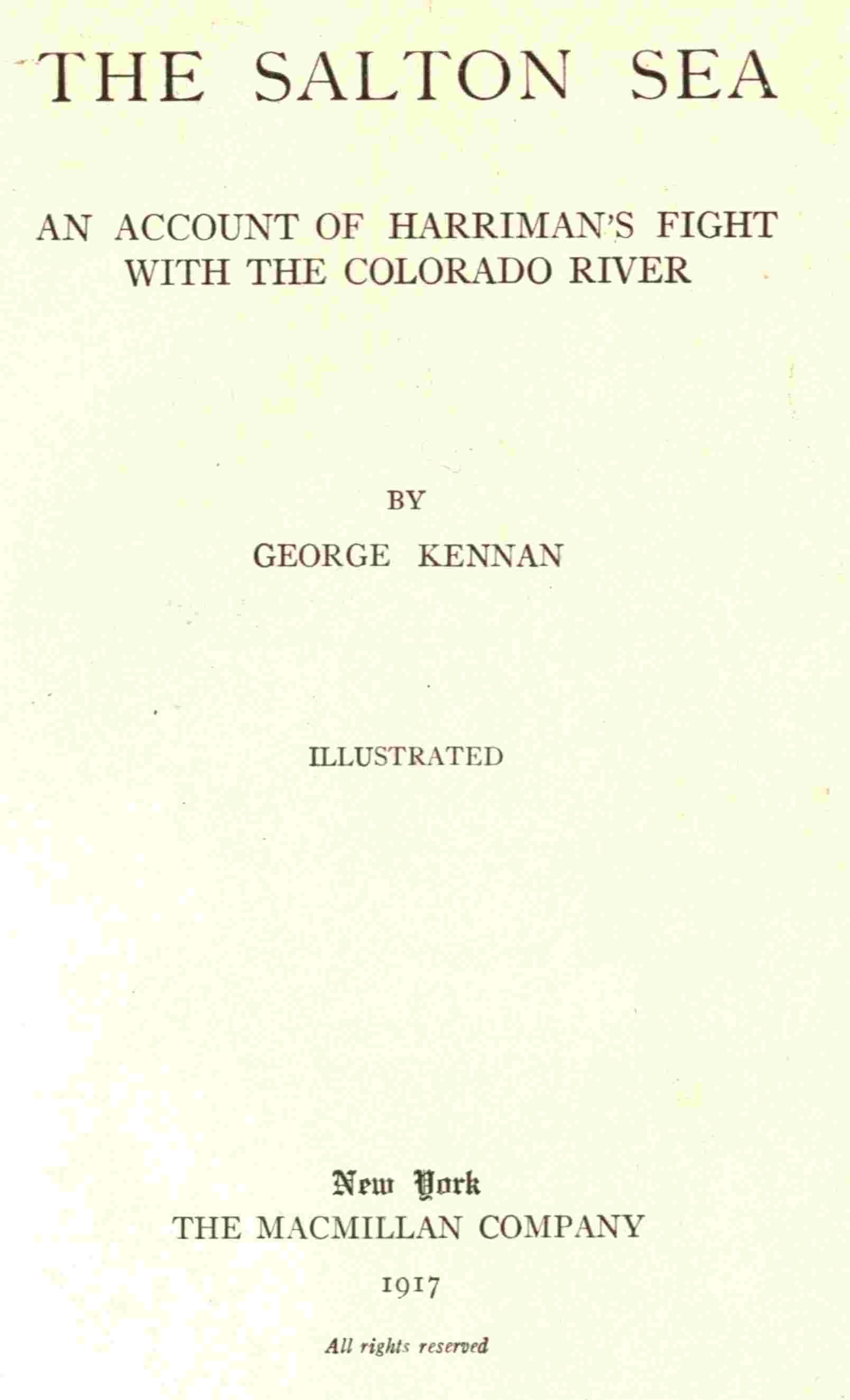 The Salton Sea: An account of Harriman's fight with the Colorado River cover