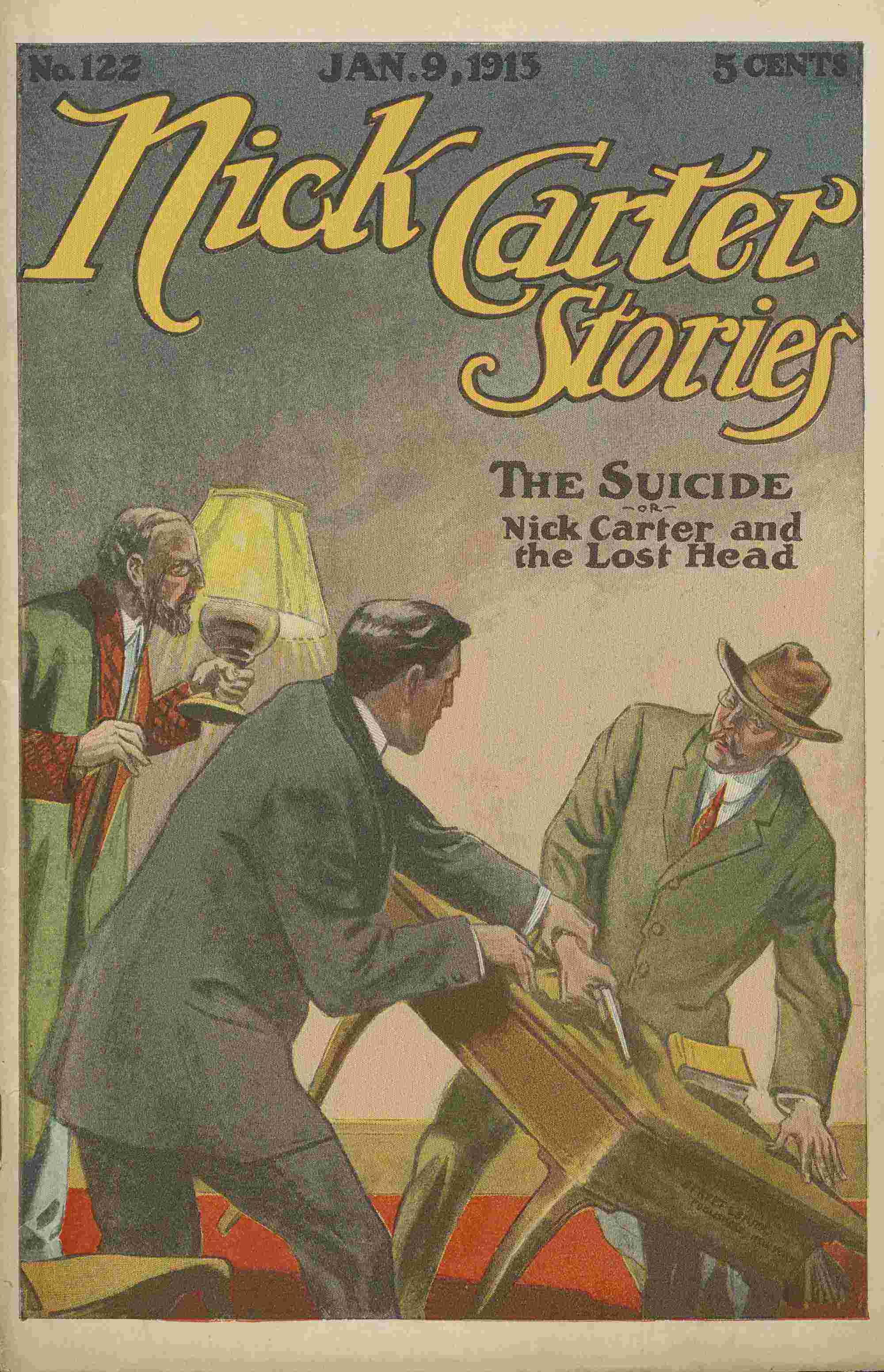 Nick Carter Stories No. 122, January 9, 1915: The suicide; or, Nick Carter and the lost head cover