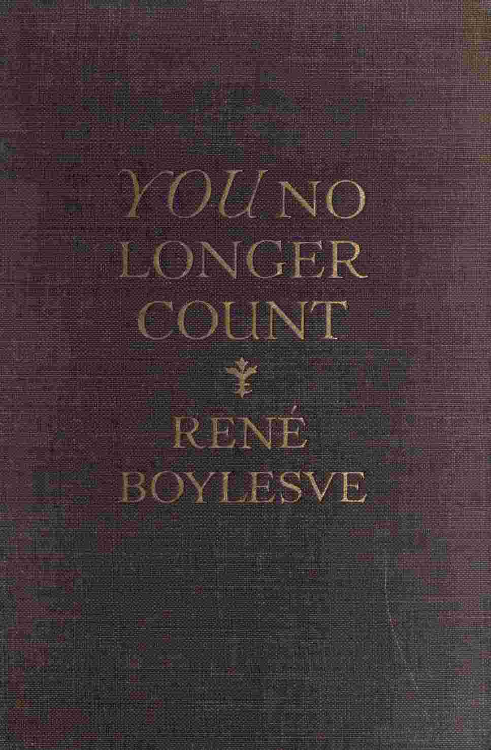 You no longer count (Tu n'es plus rien!) cover