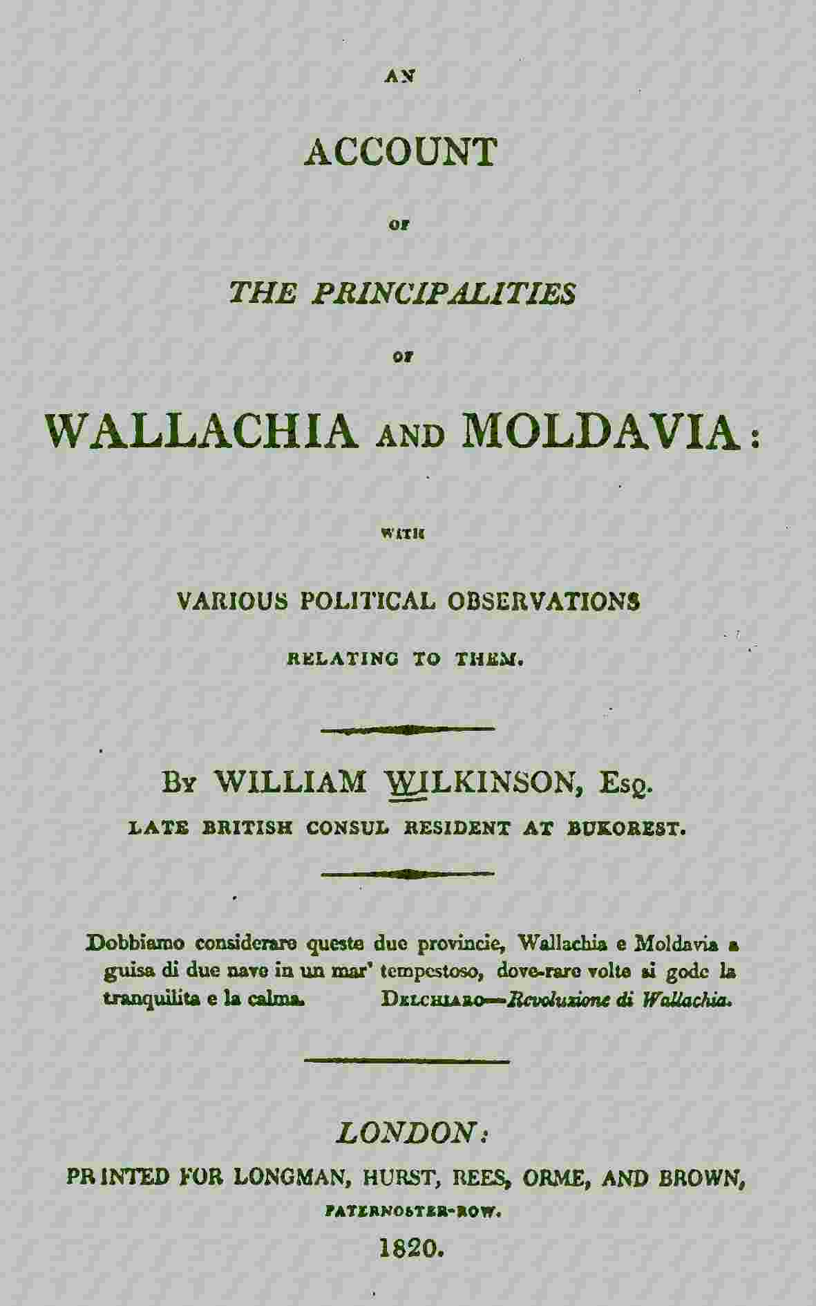 An account of the principalities of Wallachia and Moldavia / with various political observations relating to them cover