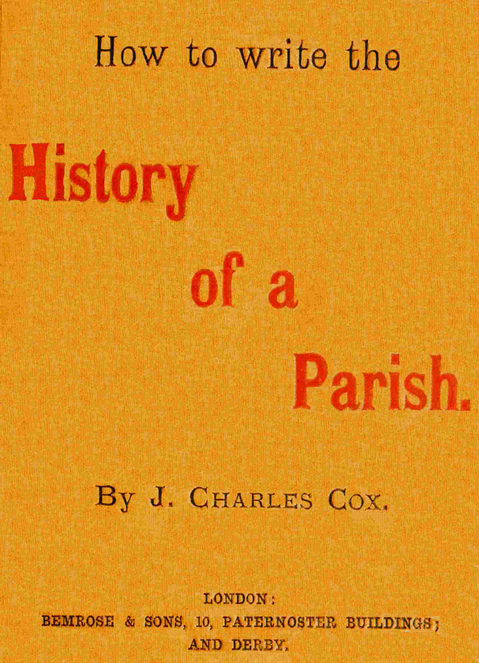 How to write the history of a parish cover