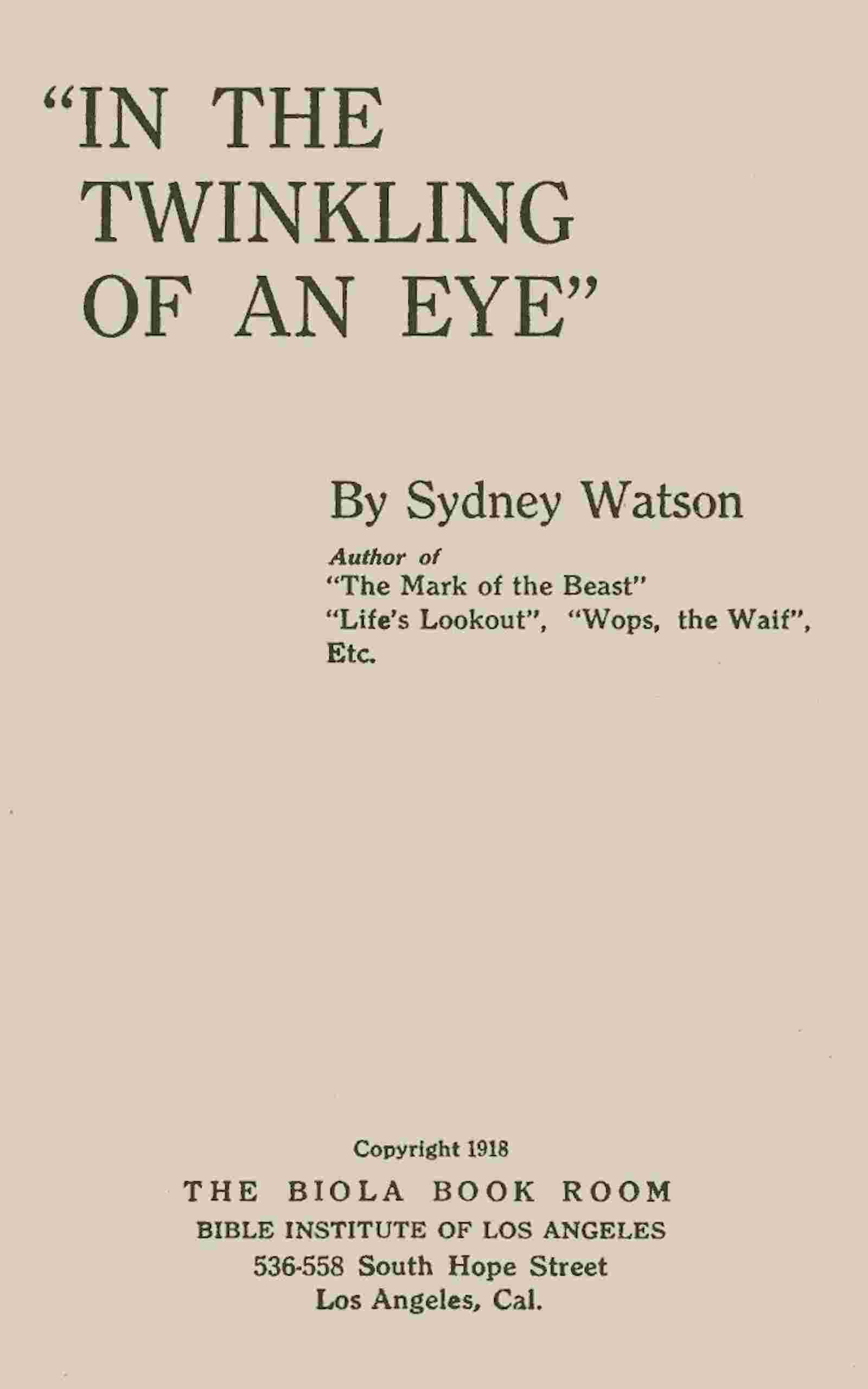"In the twinkling of an eye" cover