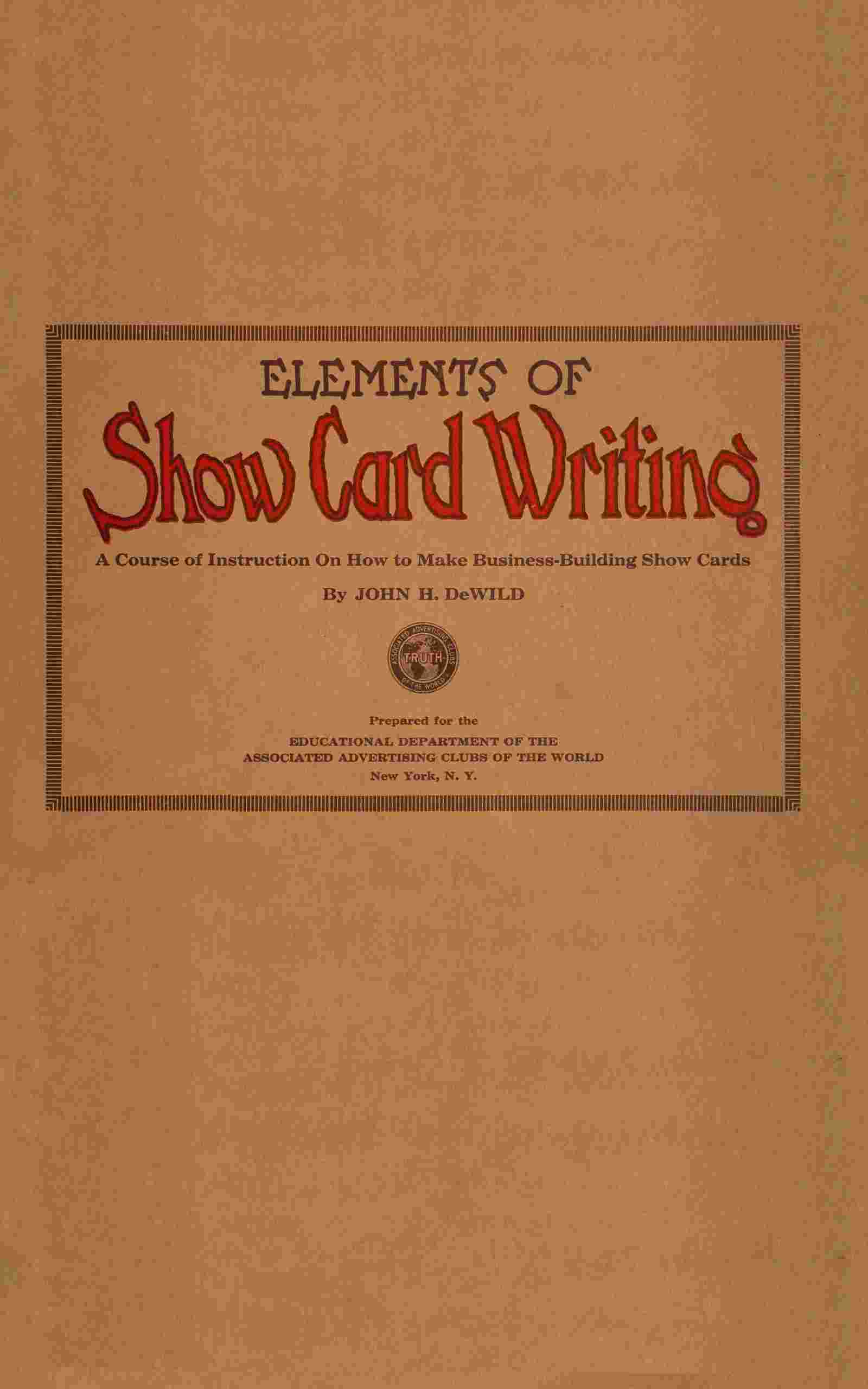 Elements of show card writing cover