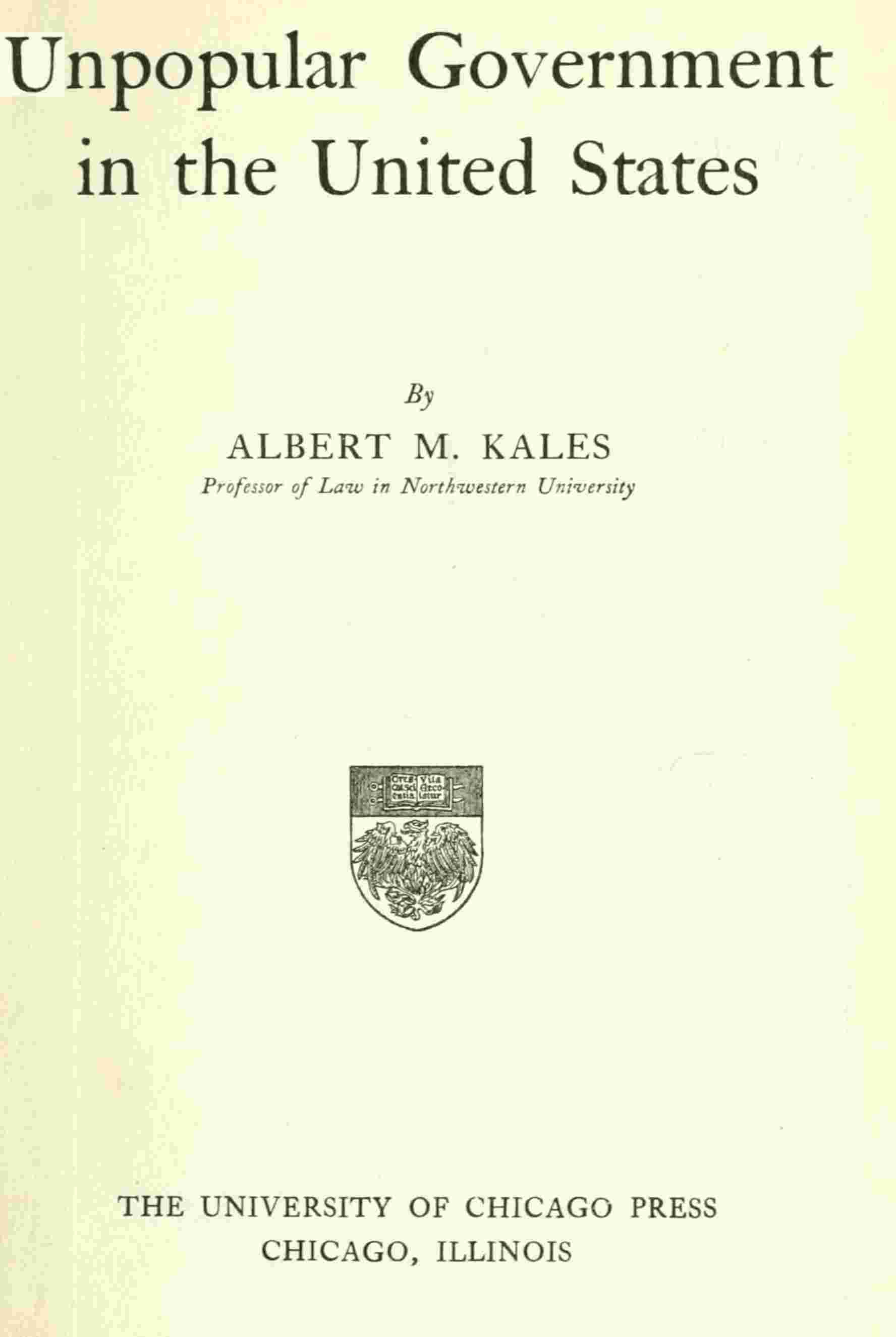 Unpopular government in the United States cover