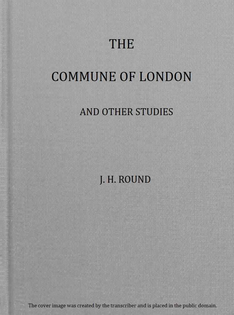 The Commune of London, and other studies cover