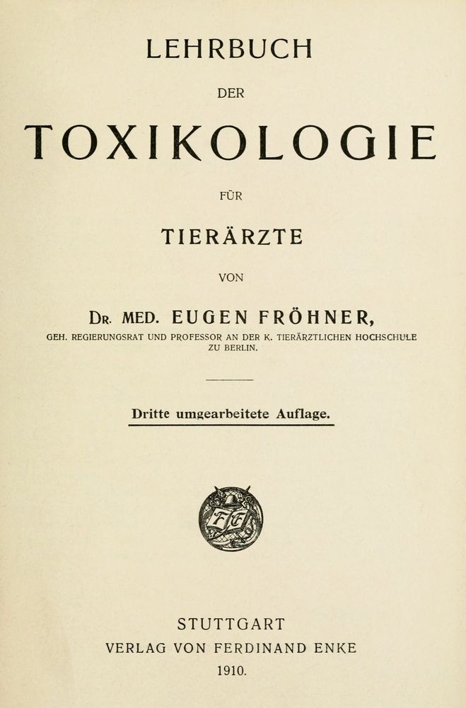 Lehrbuch der Toxikologie für Tierärzte cover