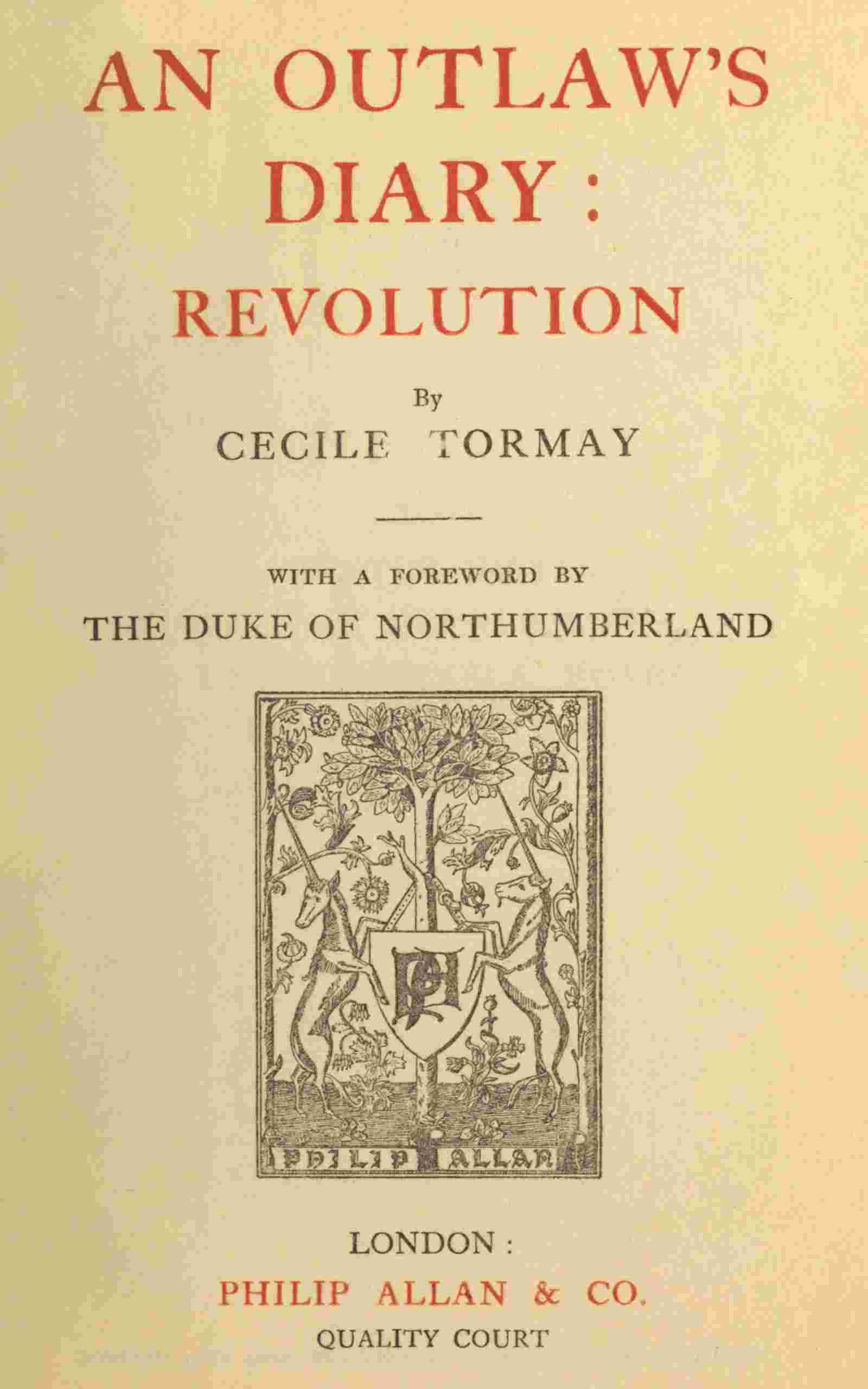 An outlaw's diary: revolution cover