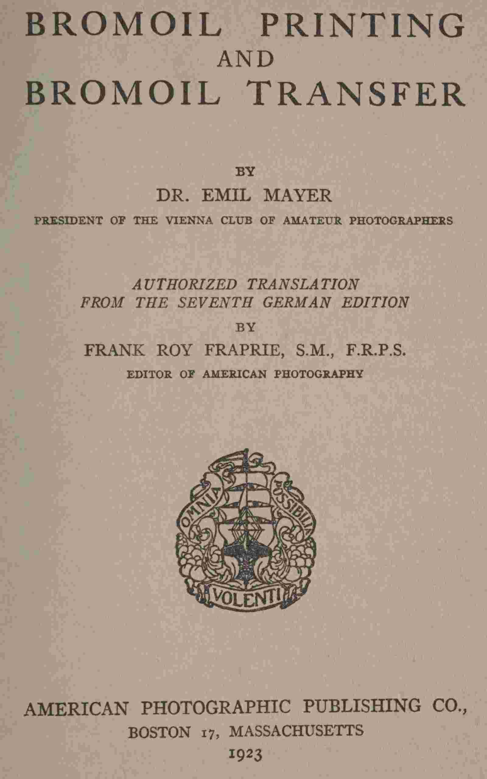 Bromoil printing and bromoil transfer cover