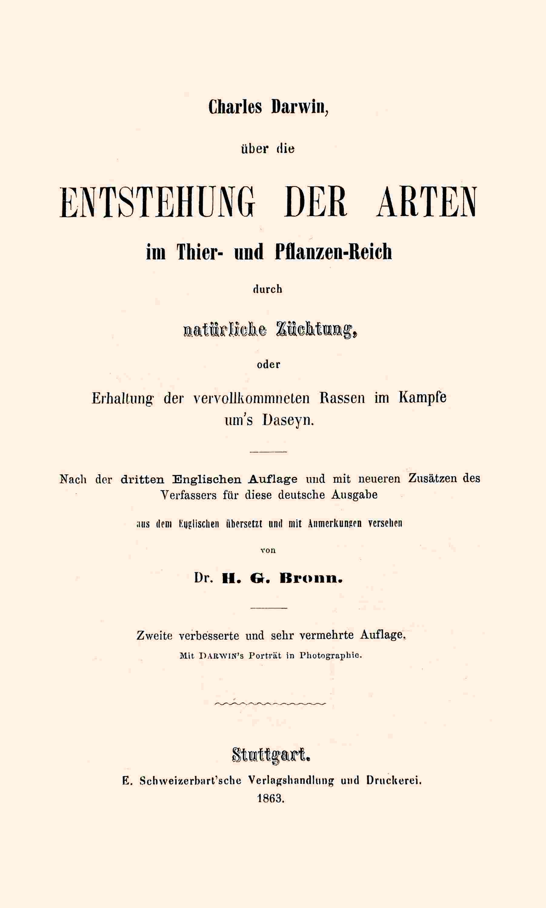 Über die Entstehung der Arten im Thier- und Pflanzen-Reich durch natürliche Züchtung cover