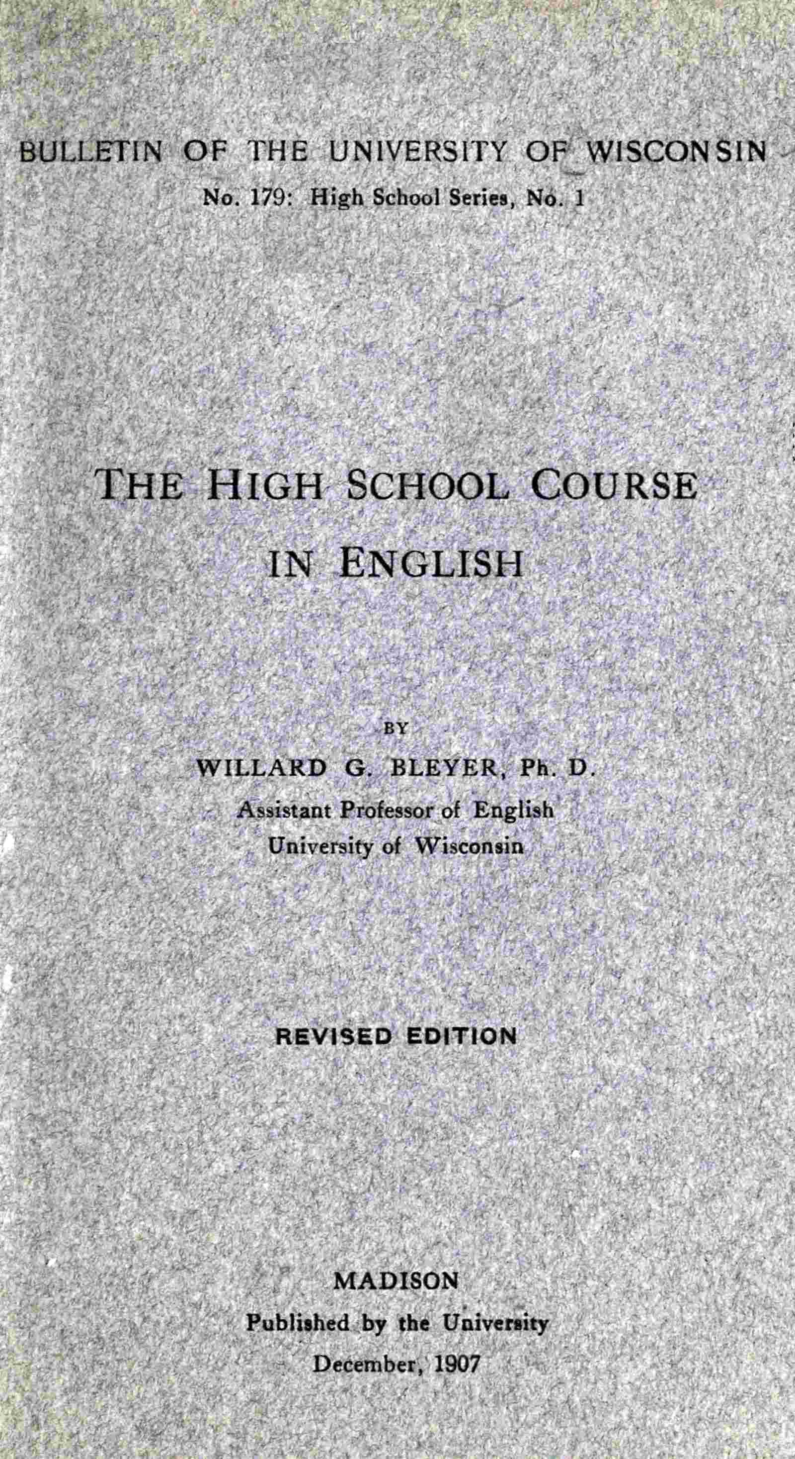 The high school course in English cover