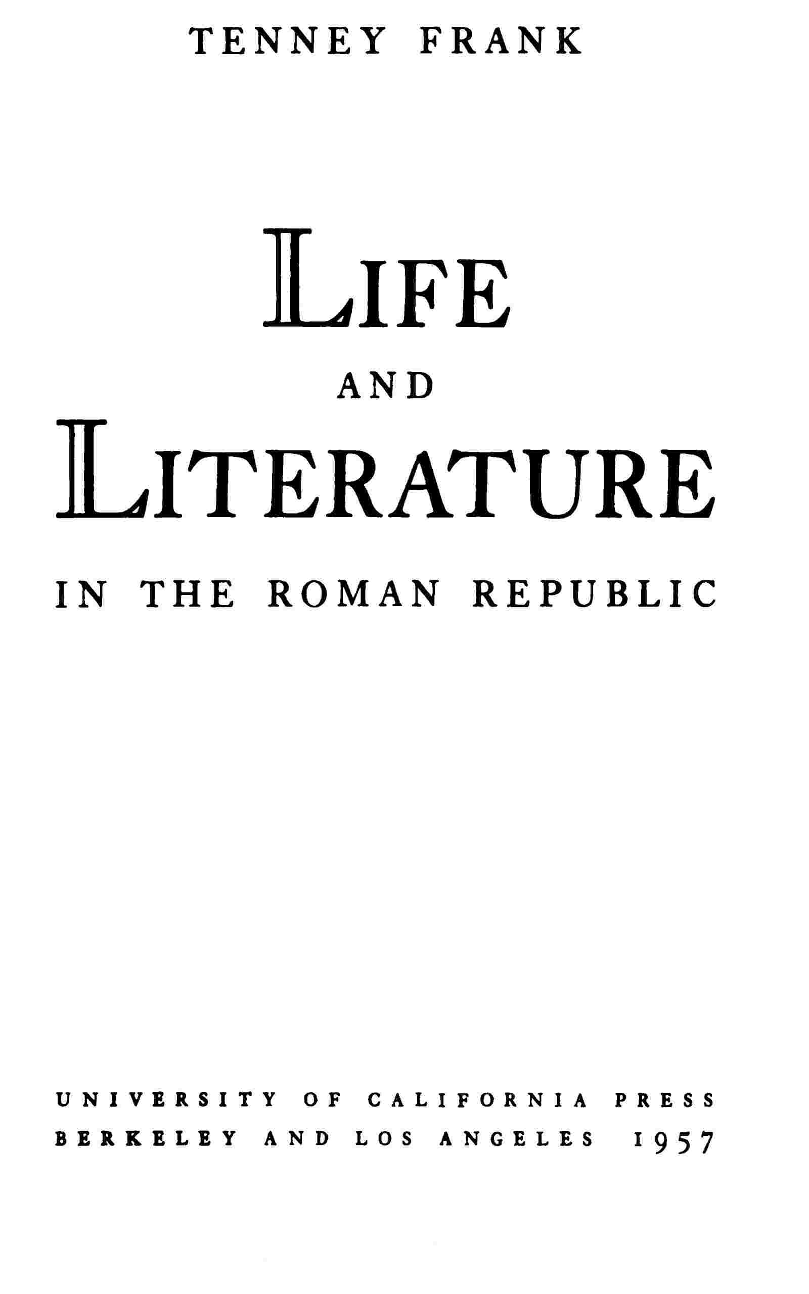 Life and literature in the Roman republic cover